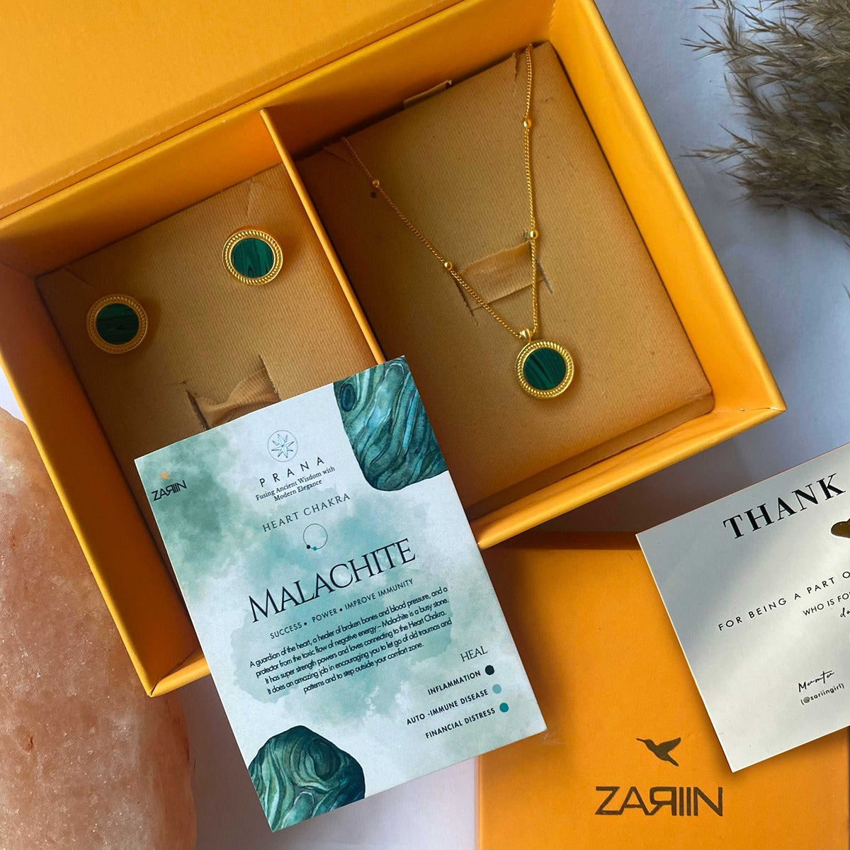 Harmony Pendant Necklace & Stud Earrings Set - Genuine Malachite Jewelry for Women, Gift for Her | Perfect for Weddings, Anniversaries & Special Occasions