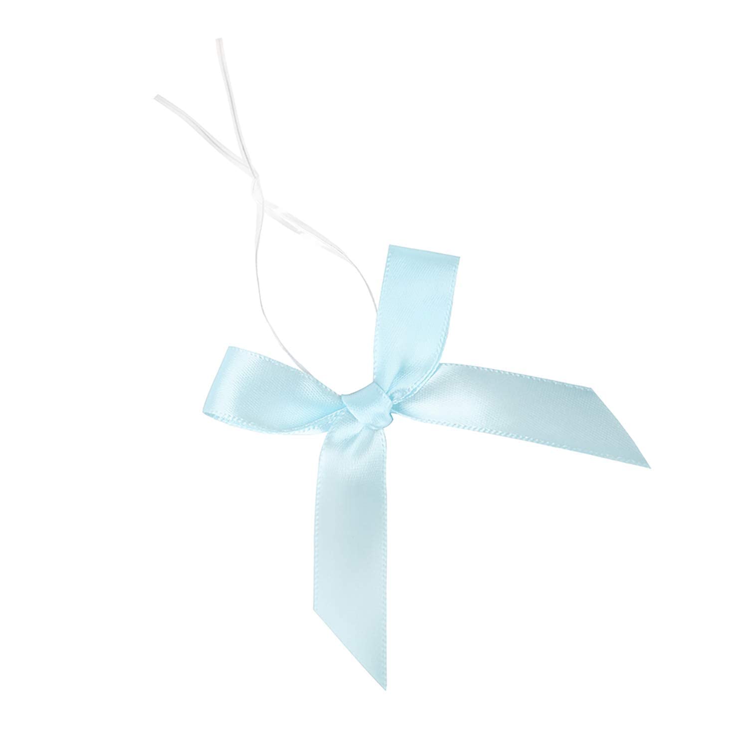 BeiLeiNiceHK 50 Pack Blue Twist Tie Bows - Pre-Tied Christmas Satin Ribbon Bows for Gift Wrapping, Treat Bags, Candy & Apple Packaging, DIY Party Decorations - Perfect for Holiday Gifts, Wedding Favors & Craft Projects