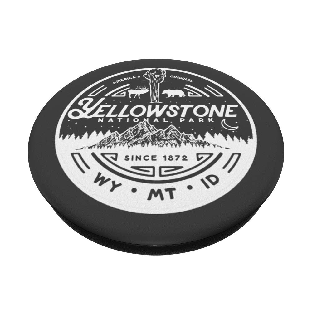 Yellowstone National Park Minimalist Design Seal Graphic PopSockets Swappable Phone Grip - Perfect for Travel, Hiking & Outdoor Adventures with Your Smartphone or Tablet