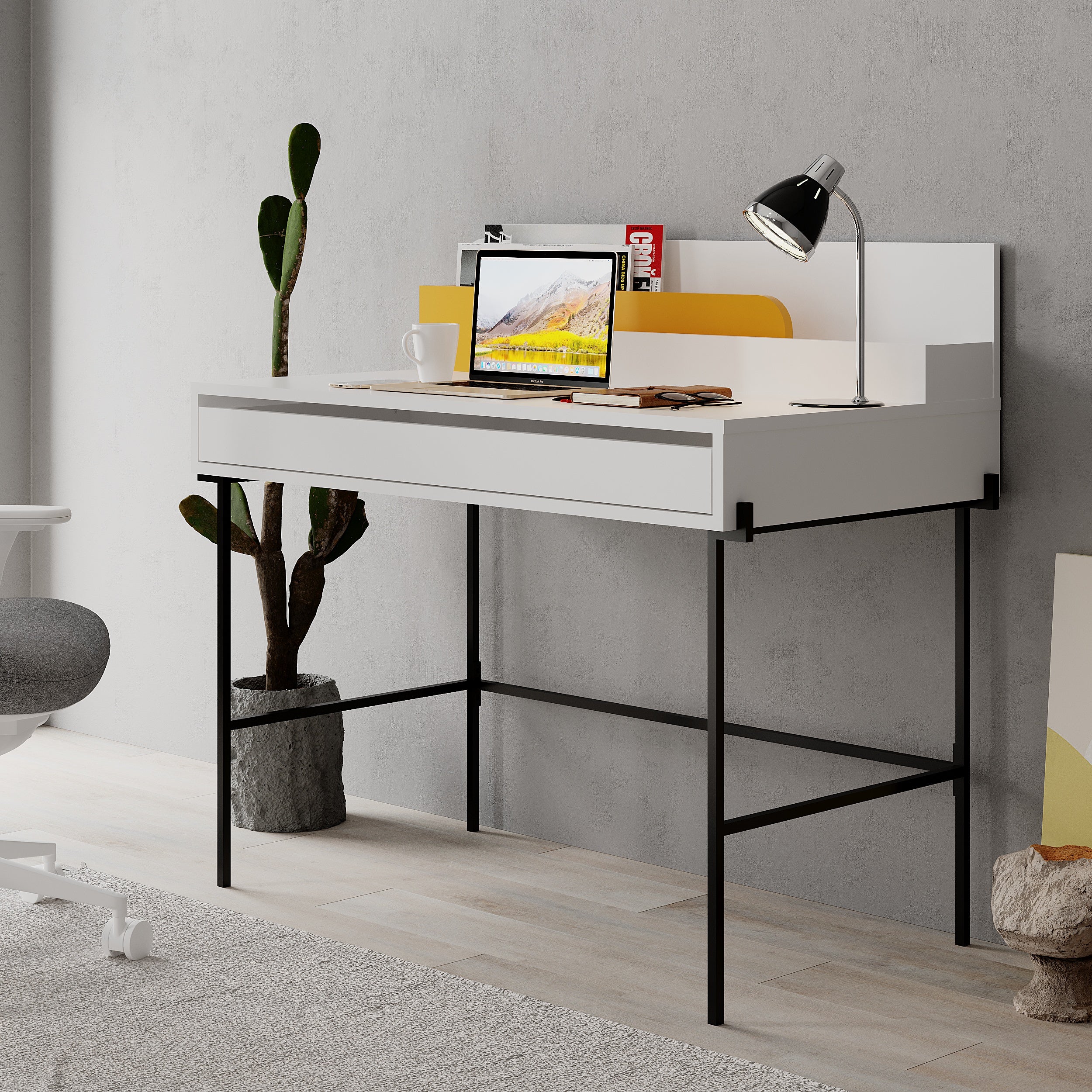 Fairfax Desk - Modern Home Office Desk with Storage, Ergonomic Design for Work & Study - Perfect for Small Spaces & Remote Work