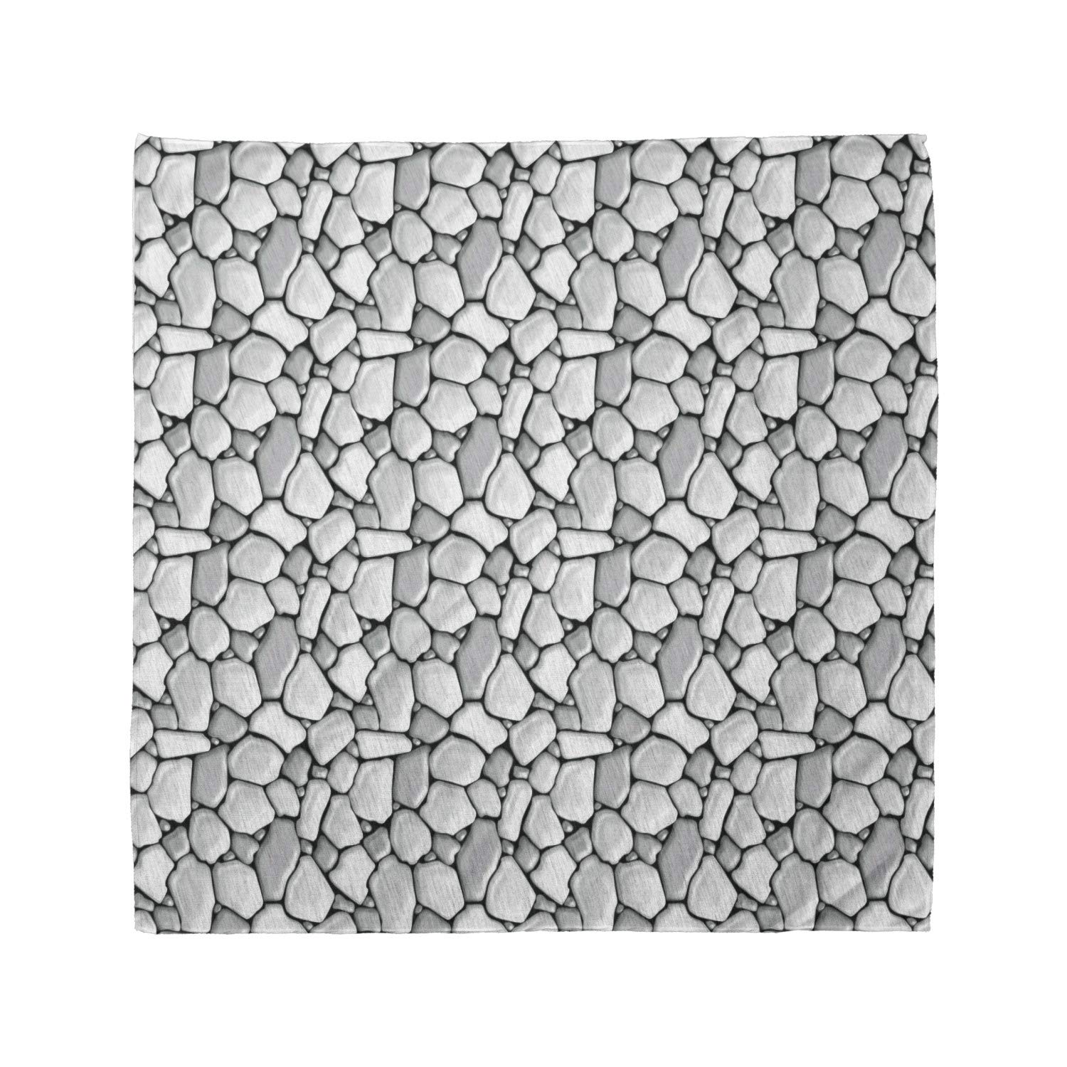 Lunarable Unisex Bandana - Grey & Black Rubble Stone Effect Design - Pale Grey & Black - Perfect for Outdoor Activities, Hiking, and Fashion Accessories