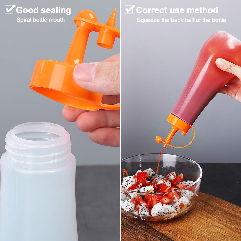 Premium 12oz Plastic Condiment Squeeze Bottles - Pack of 3 | Leak-Proof Kitchen Sauce Dispenser for Ketchup, Mustard, Syrup & Salad Dressing | Ideal for Restaurants, BBQs, Pancake Art & Home Cooking