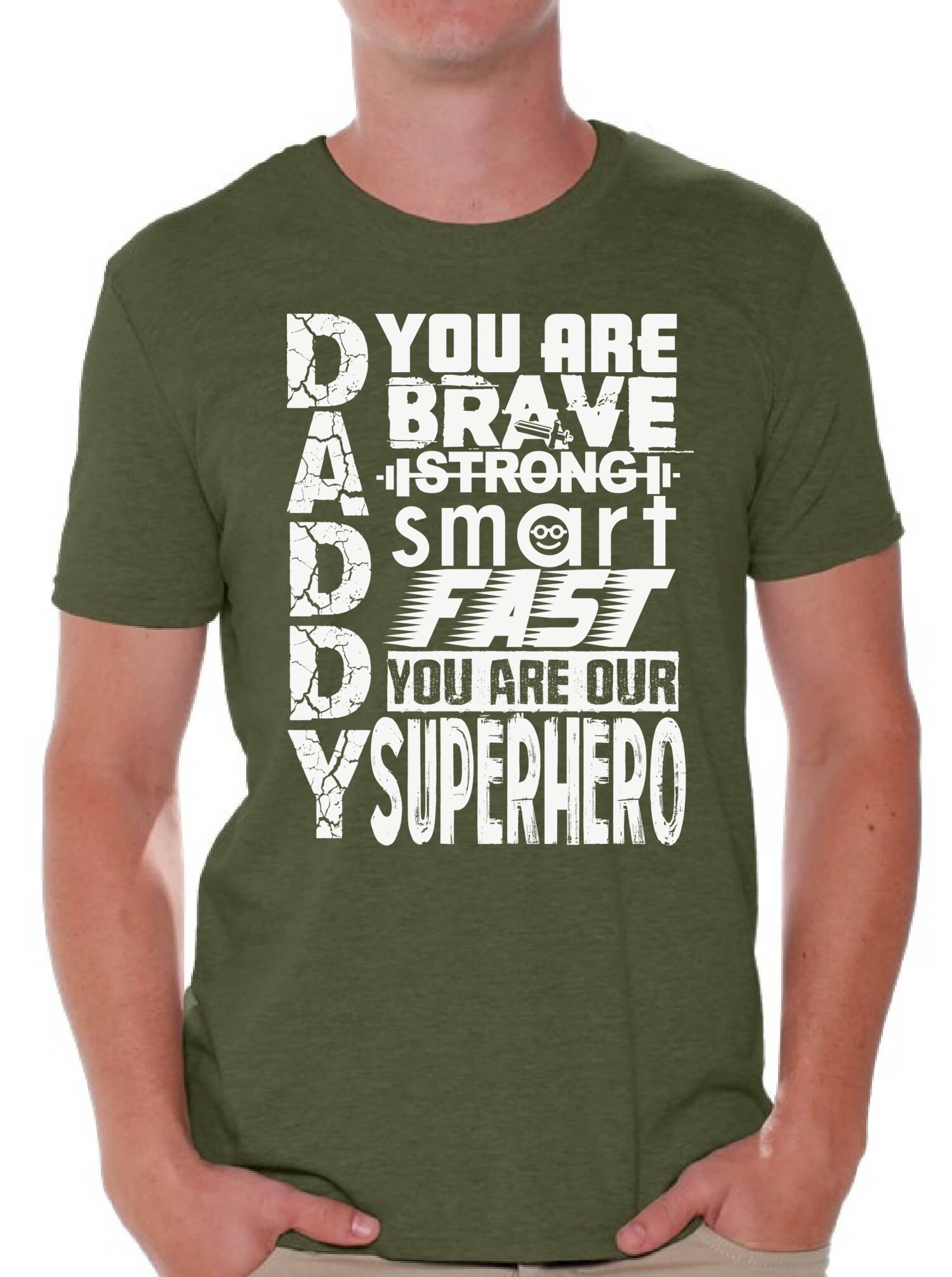 Funny Daddy Superhero T-Shirt for Men - Cool White Graphic Tee with Free Bookmark - Perfect for Father's Day Gifts & Casual Wear