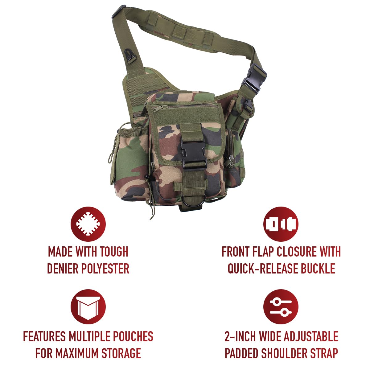 Rothco Advanced Tactical Crossbody Shoulder Bag - Durable Military Style Messenger Bag for Outdoor, Hiking, Travel & Everyday Carry