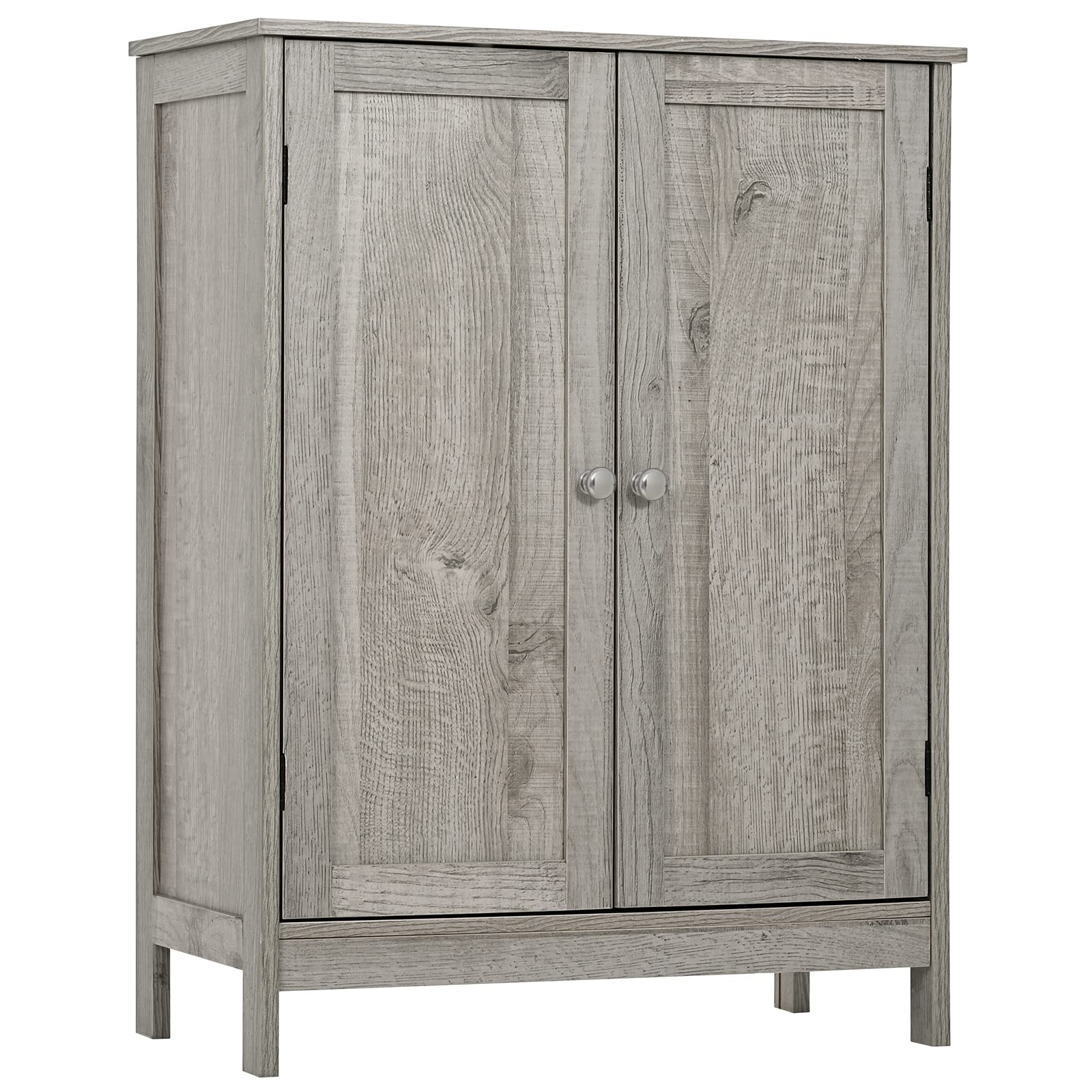 Iwell 2-Door Wooden Storage Cabinet with Adjustable Shelves - Gray Bathroom, Entryway, Office & Living Room Organizer | Perfect for Home Storage & Organization
