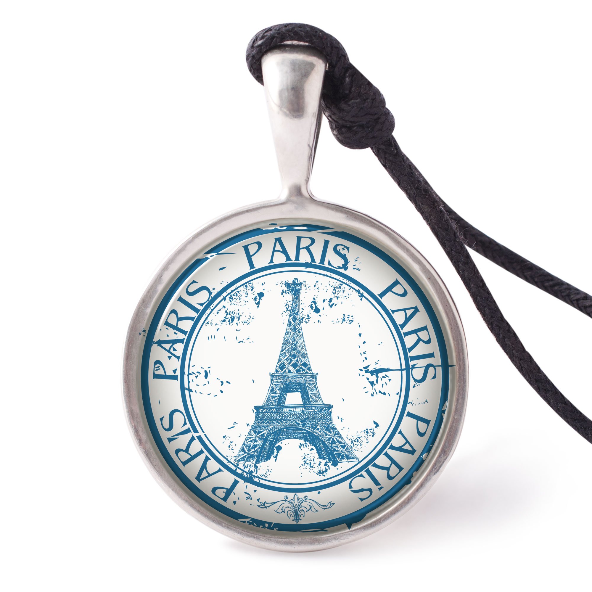 Vietguild's Travel Stamps Necklace Pendants - Vintage Pewter Silver Charm Jewelry for Women, Perfect for Travel Lovers & Souvenir Collectors