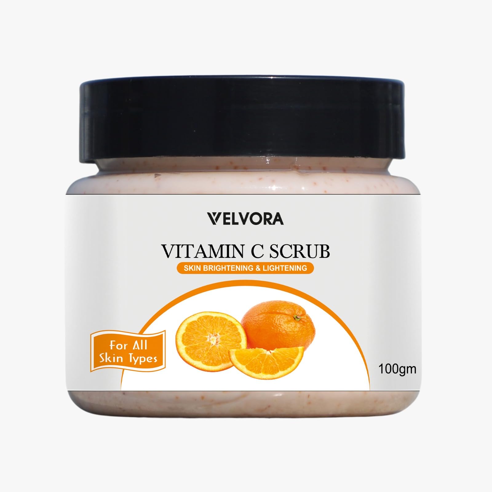 VELVORA Vitamin C Face Scrub for Tan Removal & Acne Treatment - Brightening Exfoliator to Repair Sun Damage & Prevent Pimples (100g) | Gentle Daily Skincare for Oily & Sensitive Skin