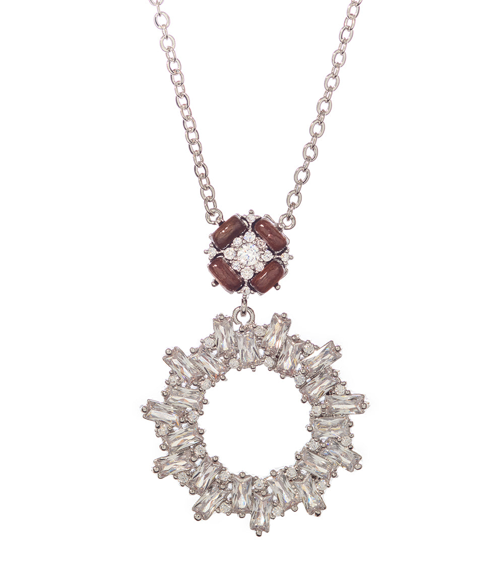 Koa Cubic Zirconia Circle Pendant Necklace - Elegant Sterling Silver Jewelry for Women | Perfect for Weddings, Parties & Everyday Wear