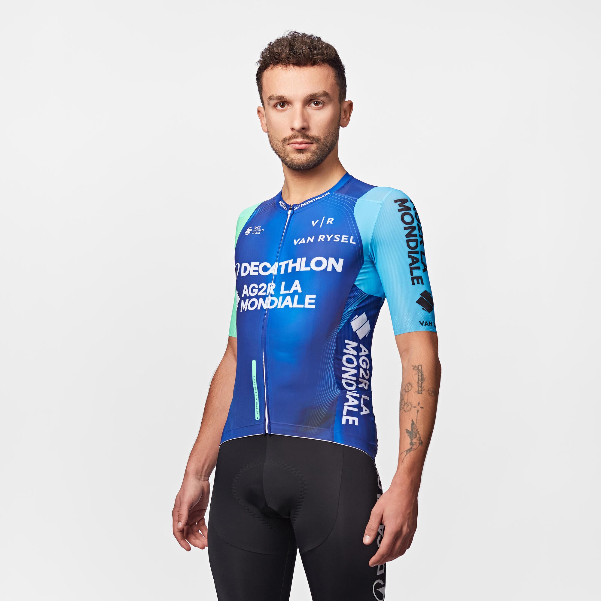 Van Rysel AG2R La Mondiale Team Replica Cycling Jersey - Men's Professional Road Bike Shirt for Training & Racing | Breathable & Lightweight Performance Wear