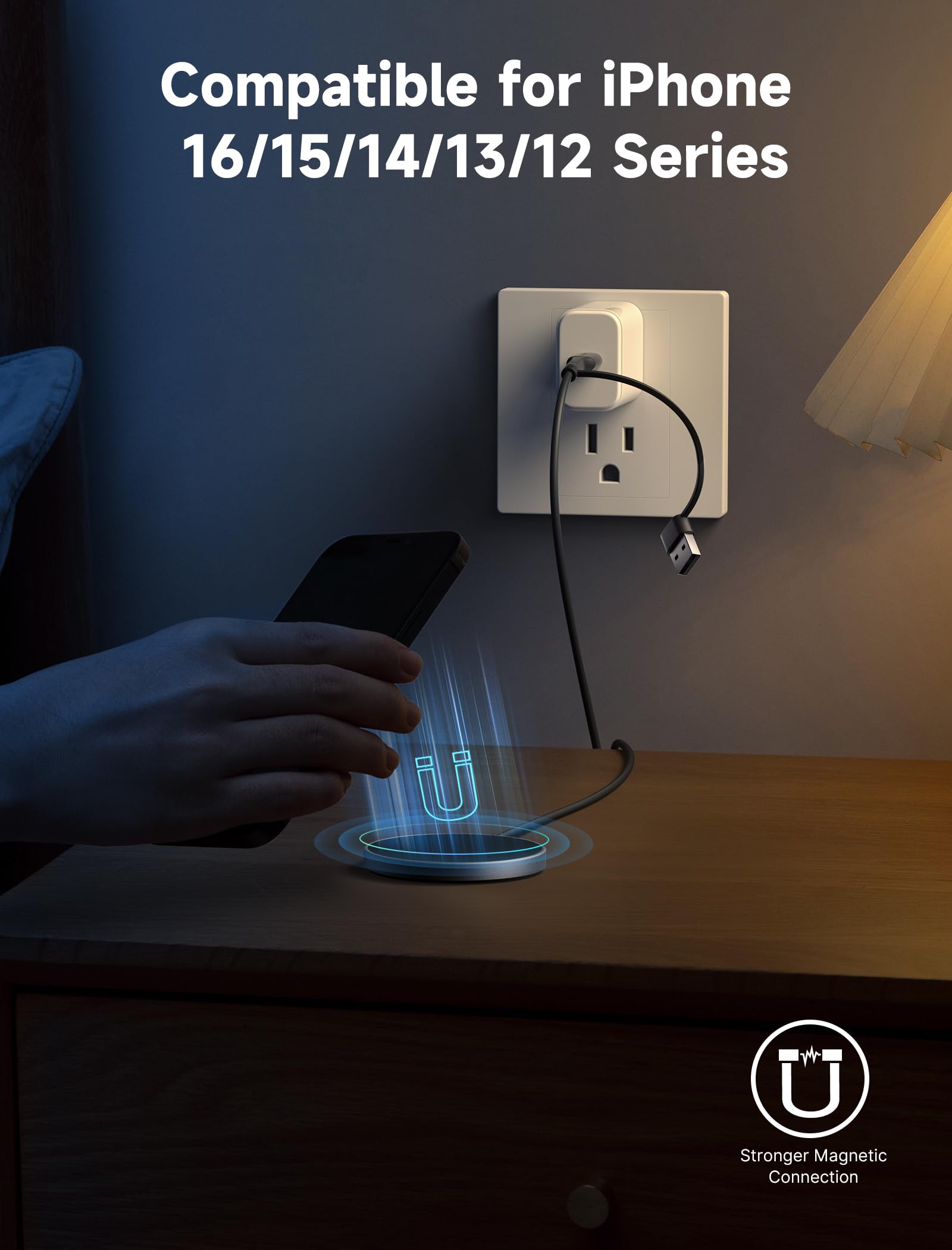 JSAUX 15W MagSafe Wireless Magnetic Charger Stand - Fast Charging for iPhone 16/16 Plus/16 Pro/16 Pro Max/iPhone 15/14/13/12 Series & AirPods - Portable Kickstand (Grey) | Perfect for Home, Office & Travel Charging