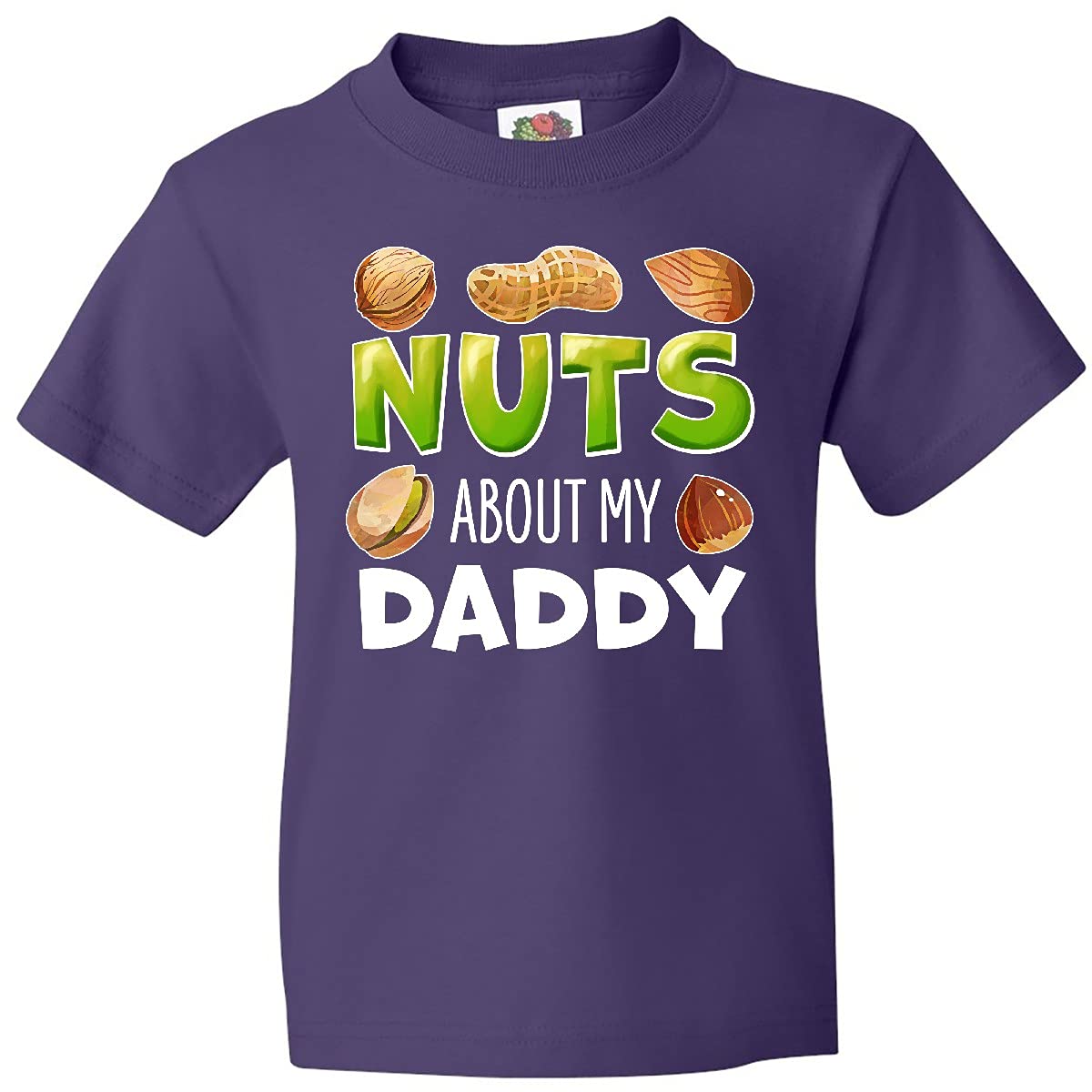 Inktastic Nuts About My Daddy Peanut Almond Pistachio Youth T-Shirt - Funny Cute Casual Graphic Tee for Kids Boys Girls - Perfect for Father's Day, Family Outings & Gifts