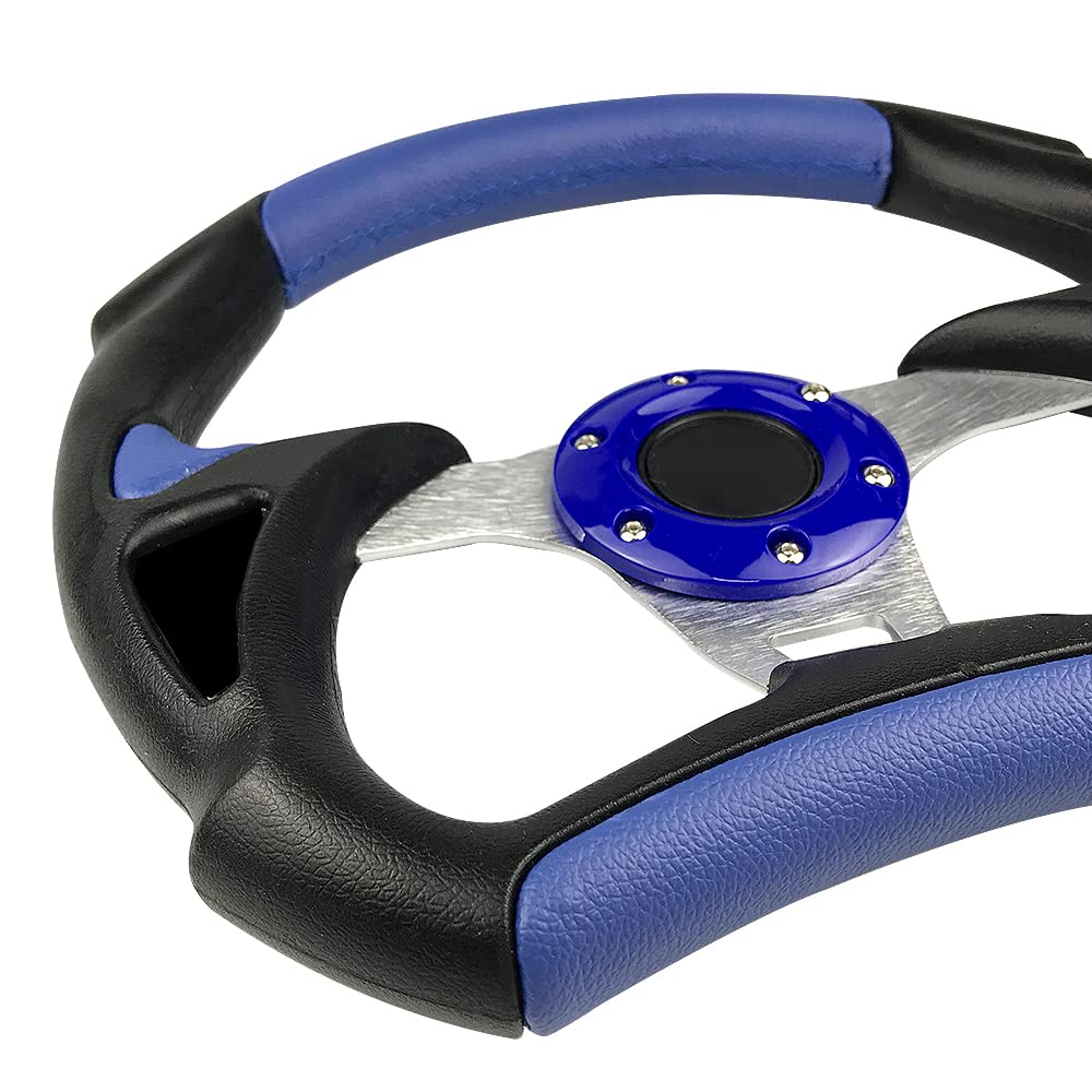 Universal Fit 12.5 Inch (320mm) Racing Style Leather Steering Wheel - Blue - Perfect for Car Enthusiasts & Racing Simulation Setups