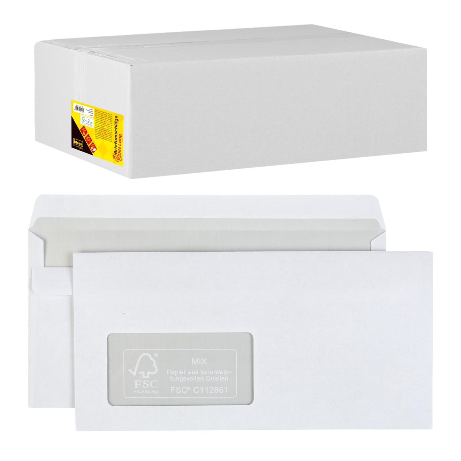 FSC Certified 10221 DIN Long Envelopes - 75 g/m² Self-Adhesive Window Envelopes (Pack of 1000) for Business Mail, Invoices & Office Documents