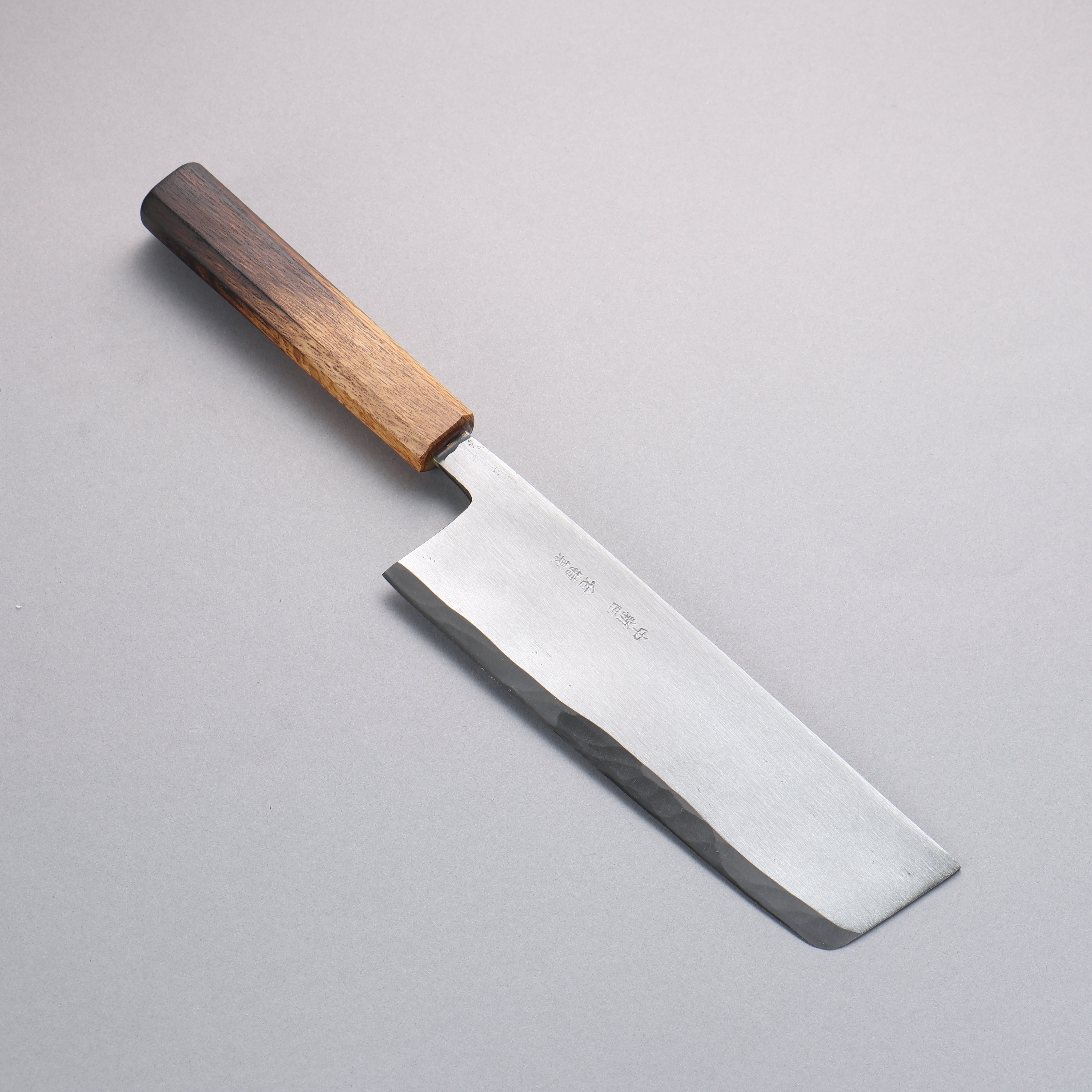 Premium Nakaniida White Steel No.2 Nakiri Knife 180mm - Japanese Migaki Finished Blade with Burnt Oak Handle - Ideal for Vegetable Chopping, Slicing & Precision Kitchen Tasks
