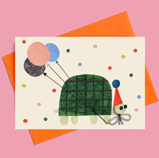Funny Party Turtle Greeting Card by Daria Solak - Perfect for Birthdays, Anniversaries & Special Occasions