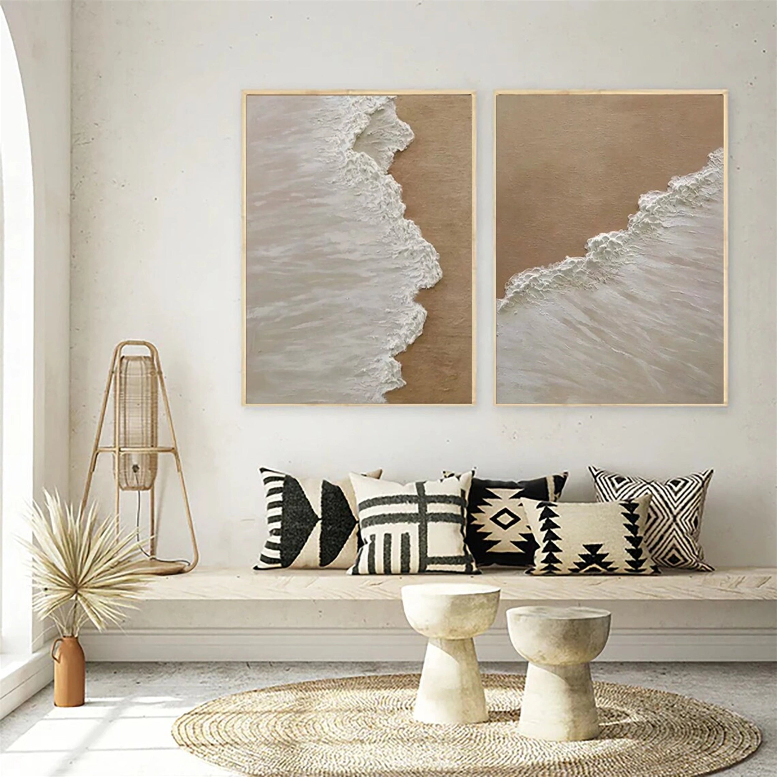 Ocean and Sky Painting Set of 2 - Beautiful Wall Art for Living Room & Bedroom Decor - #OS109 | Coastal Landscape Artwork for Home & Office