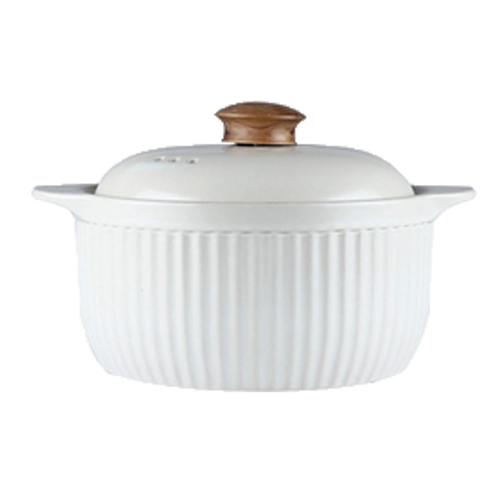 Premium Ceramic Stock Pot with Lid - 2.6L Round Earthenware Casserole Dish, Heat & Cold Resistant, Australian Spodumene Material, Excellent Thermal Stability (White) - Perfect for Soups, Stews, Slow Cooking & Serving Dishes