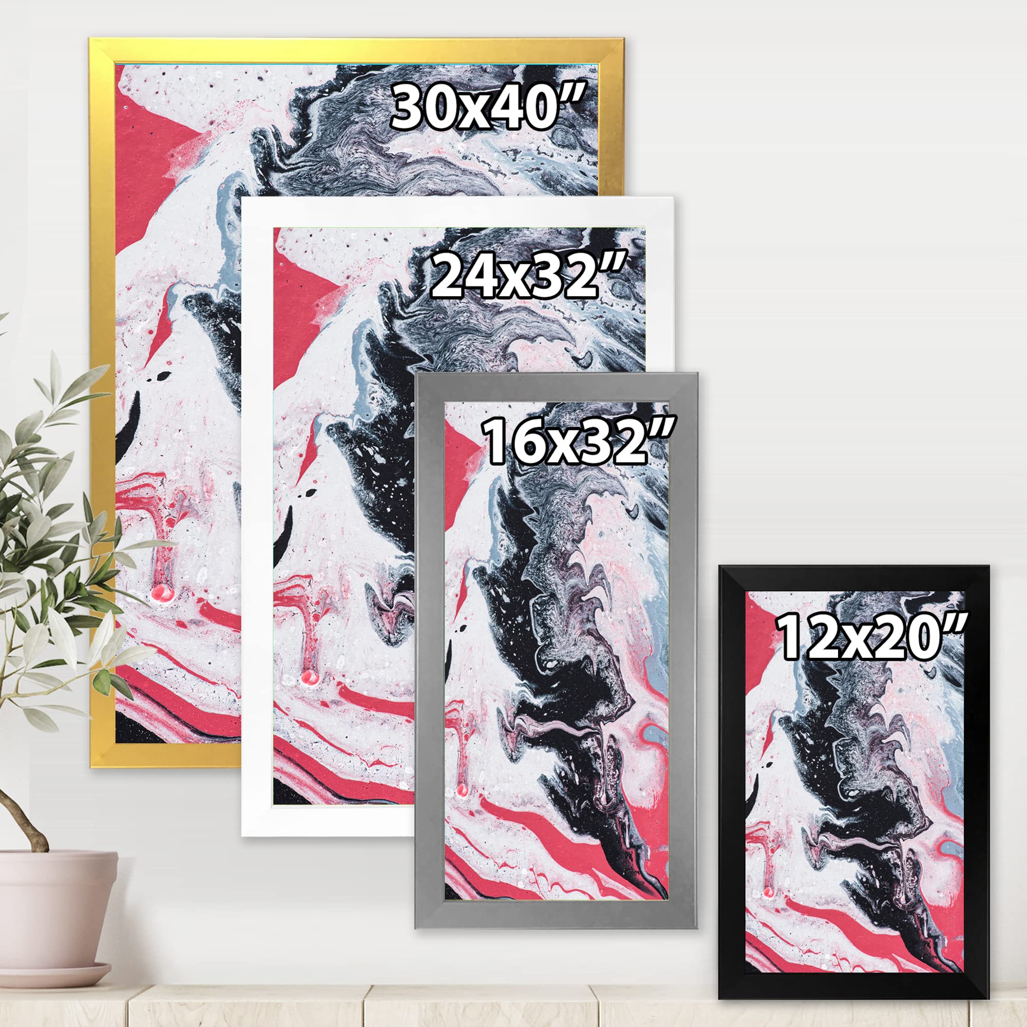 DesignQ Abstract Marble Composition in Pink and Gray - Modern Framed Wall Art for Living Room, Bedroom & Office Decor | Contemporary Home Artwork