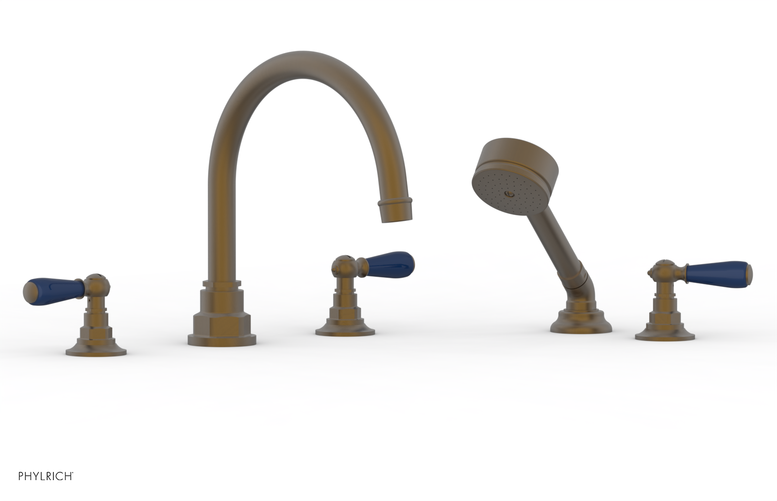 Jamestown Deck Tub Set with Hand Shower - Lever Handles & Navy Blue Accents - 165