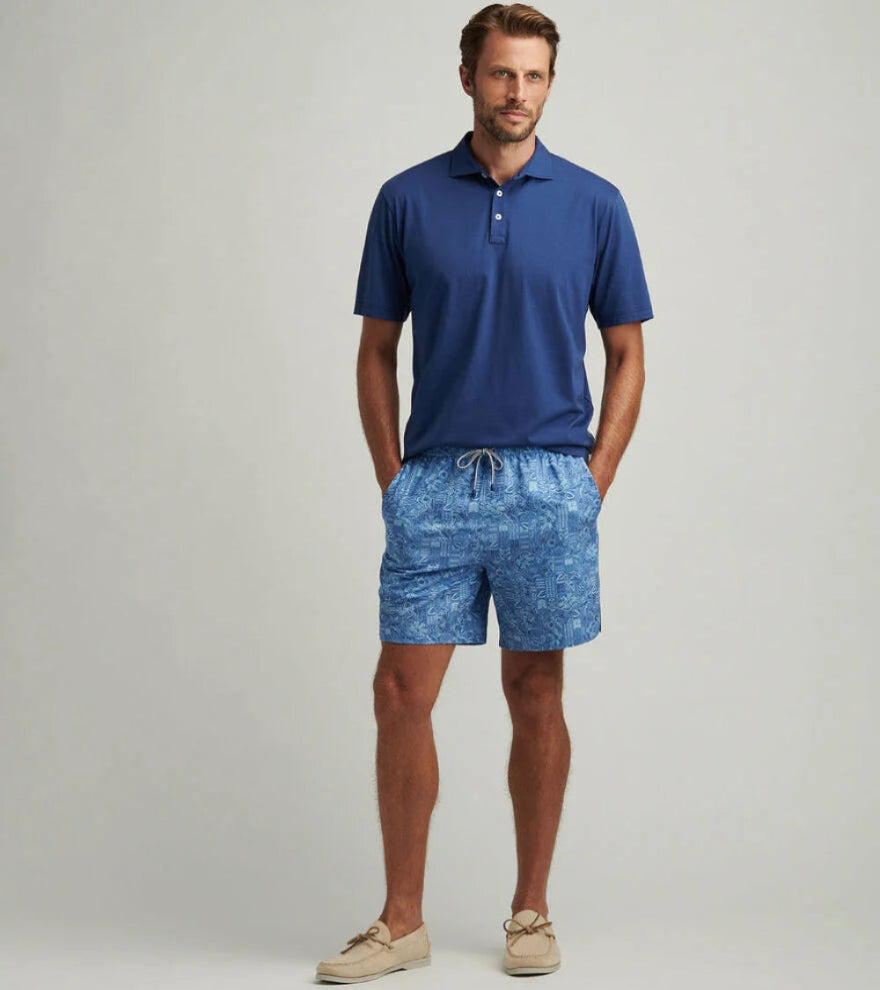 Peter Millar Men's 7 Inch Quick-Dry Swim Trunks - Stellar Blue | Comfortable Beach Shorts for Swimming, Vacation & Summer Activities