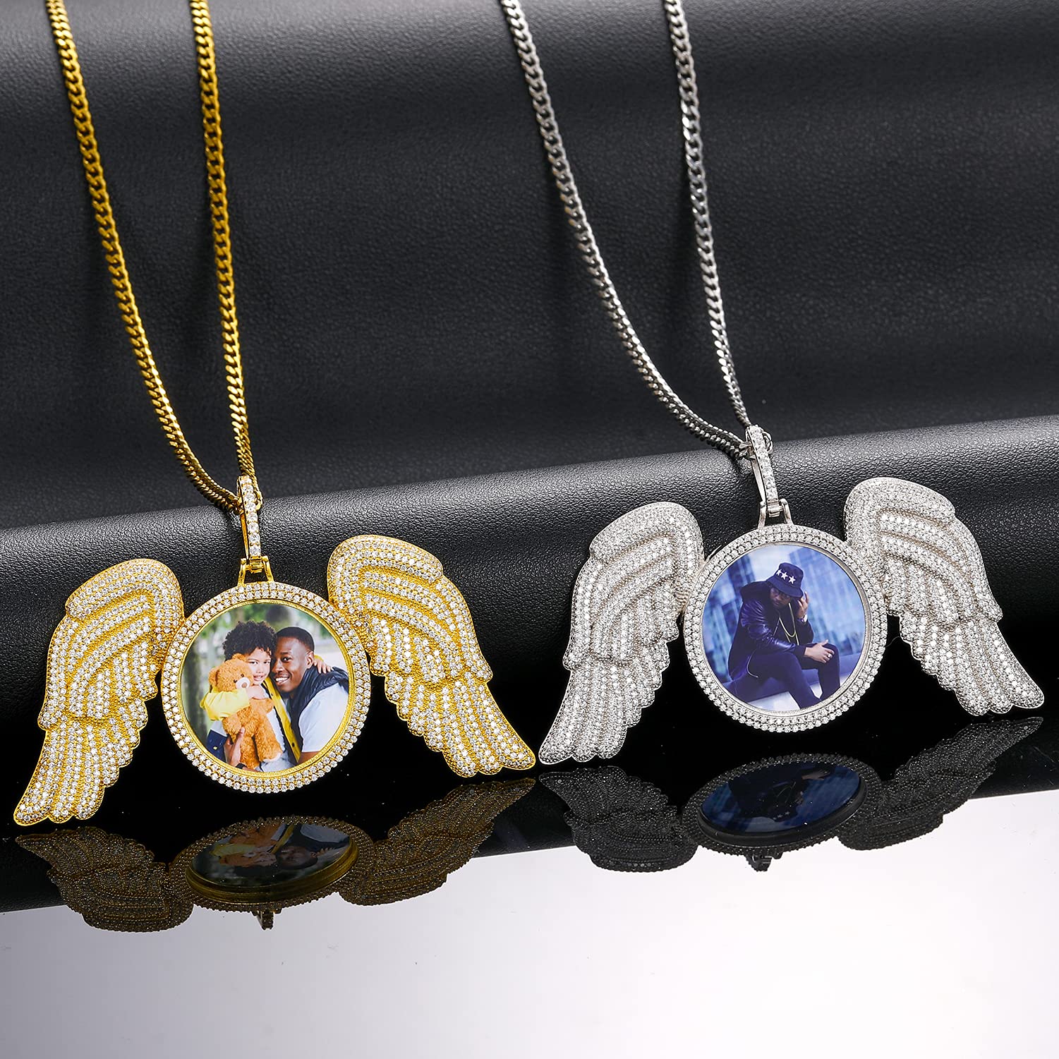 925 Sterling Silver Angel Wings Photo Necklace - Personalized Custom Picture Pendant for Men & Women - Memorial Keepsake Birthday Gift for Her/Him - Perfect for Anniversaries, Valentine's Day & Memorial Jewelry