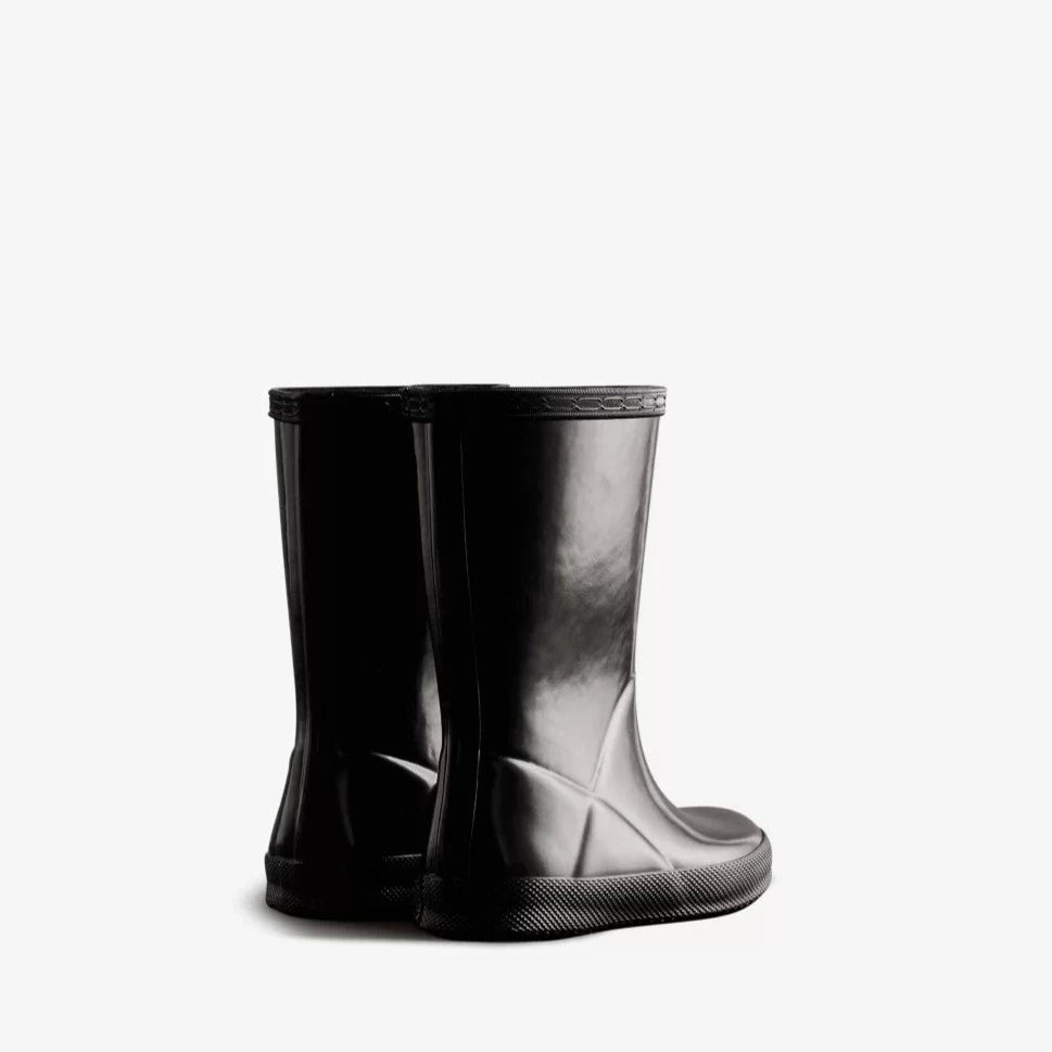 Hunter Original Kids First Gloss Rain Boots - Black Waterproof Rubber Boots for Boys & Girls - Perfect for Puddles, Mud Play and Outdoor Adventures