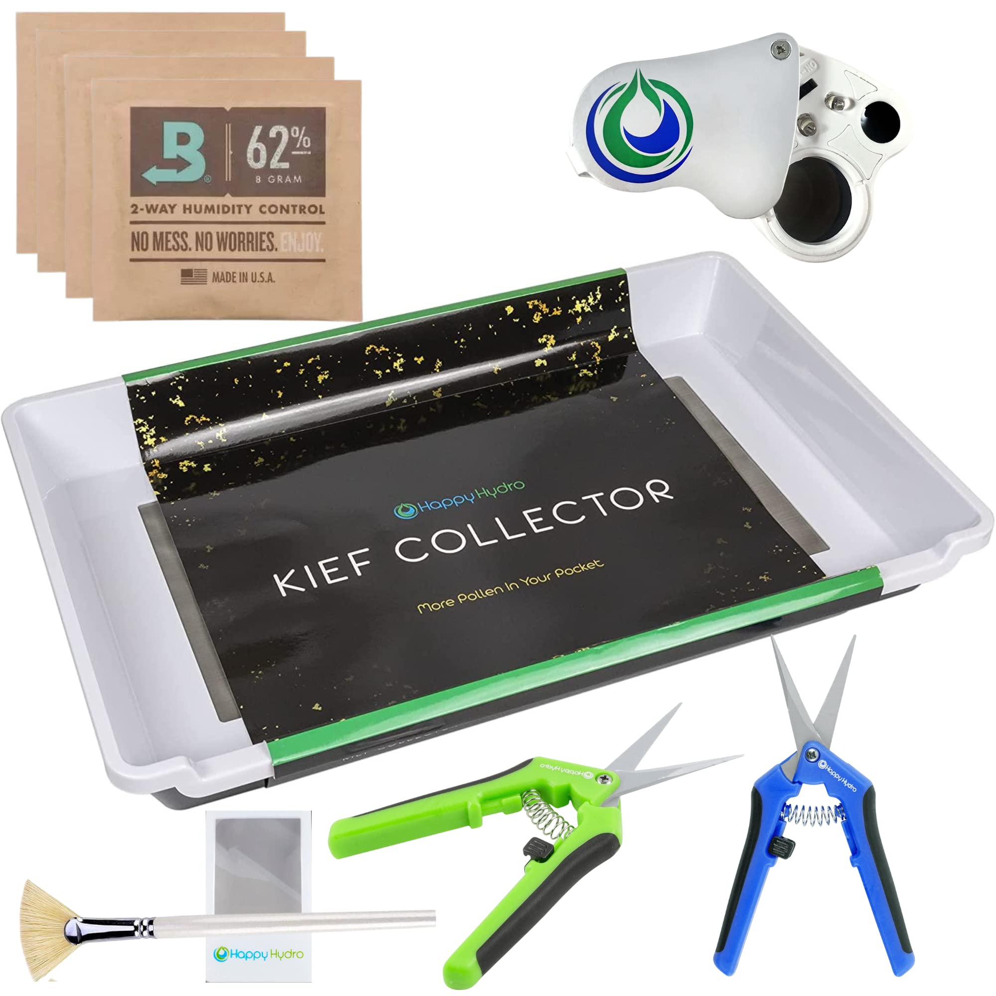 Premium Happy Hydro Kief Collector - 2-in-1 Plastic Trimming Tray for Buds & Herbs | Laptop-Friendly Workstation | Perfect for Home Growers & Cannabis Enthusiasts | Ideal for Harvesting, Trimming & Collecting Kief