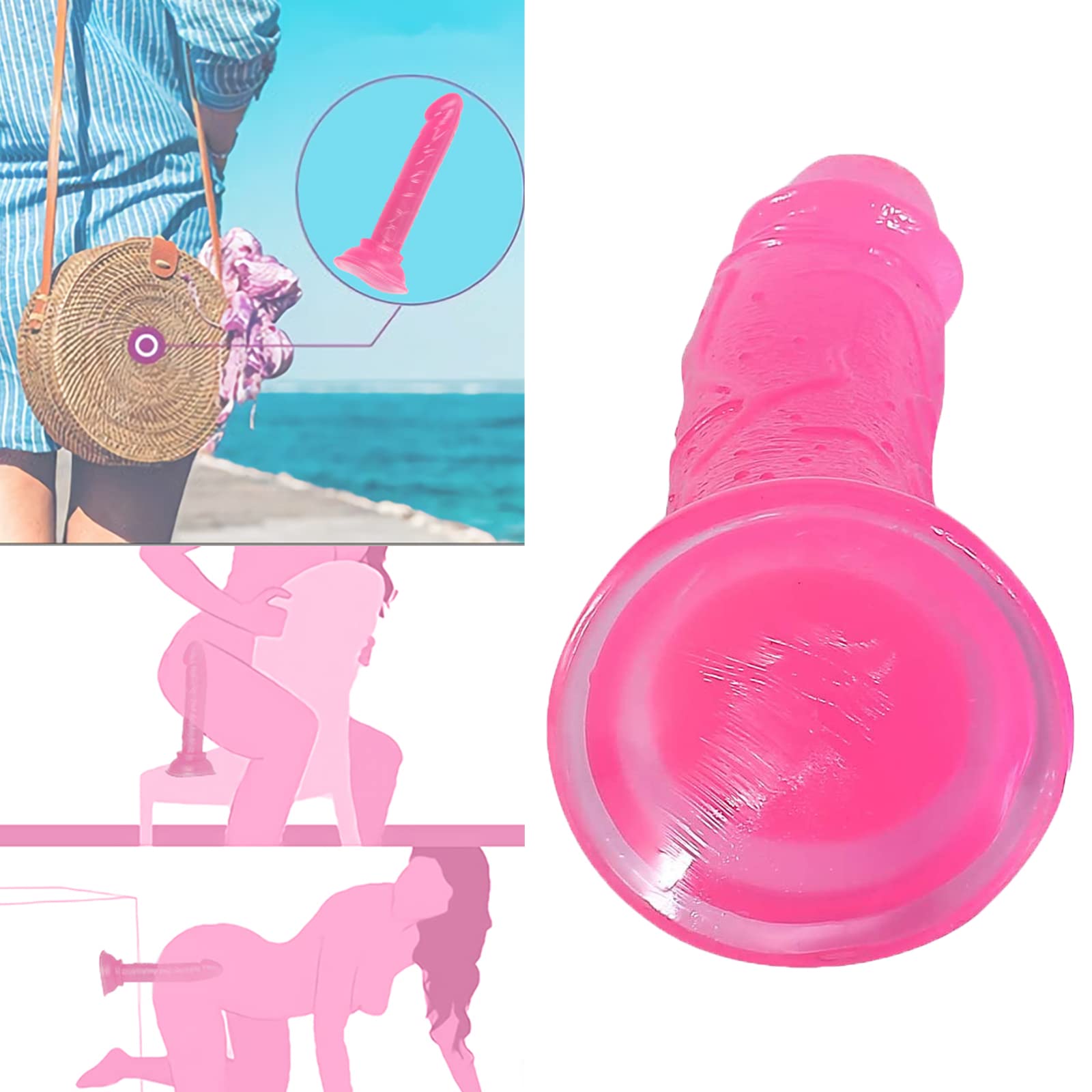 Realistic Silicone Mini Dildo - Pink Vibrating Sex Toy with Suction Cup for Women - Perfect for Solo Play & Couples Fun