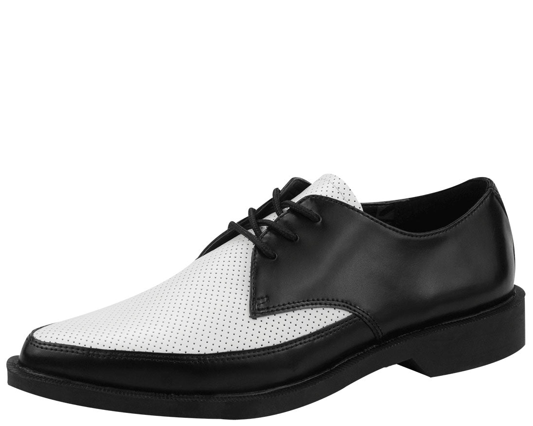 T.U.K Punk Rock Black & White Punch Jam Shoes - Vintage Style Platform Sneakers for Women & Men - Perfect for Concerts, Festivals & Alternative Fashion