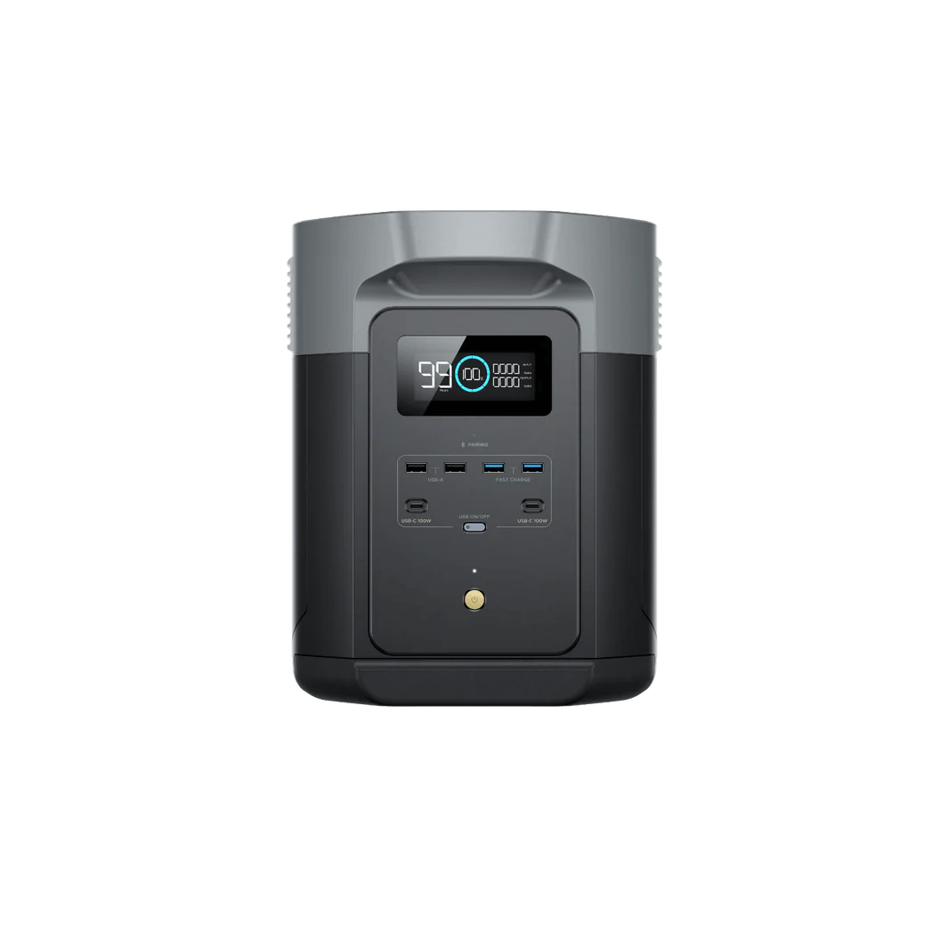 EcoFlow Delta 2 Max 2048Wh 2400W Portable Power Station with LiFePO4 Battery & 100W Solar Panel Kit - Perfect for Home Backup, Camping, RV, and Outdoor Adventures