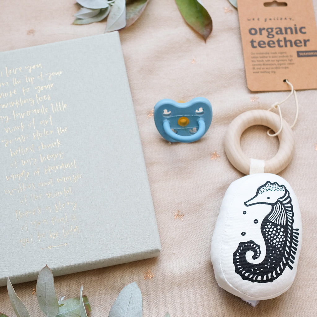 Organic Baby Teether - Wee Gallery Seahorse Teething Toy for Infants & Toddlers | Safe & Natural Soothing Relief for Sore Gums | Perfect for Home, Travel & Daycare Use