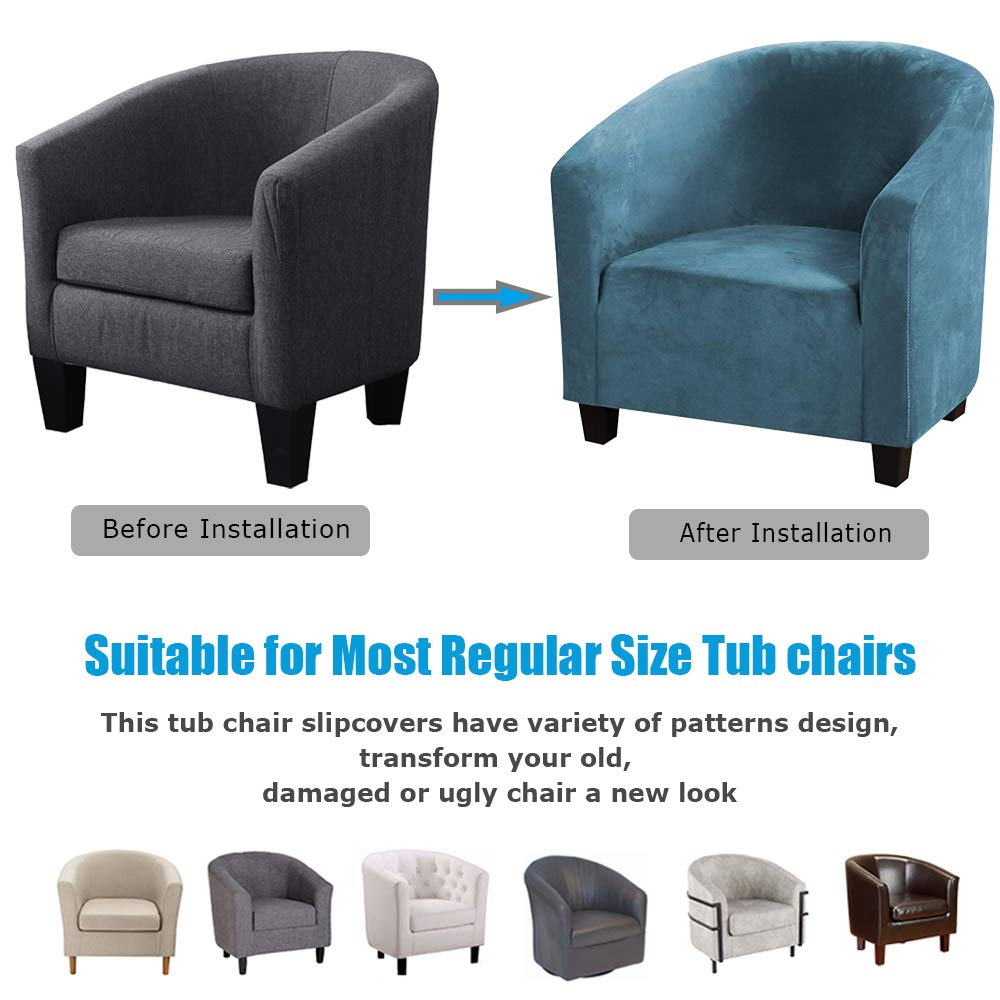 TOPCHANCES Stretch Velvet Club Chair Slipcover - 1 Piece High Elasticity Barrel Chair Cover for Armchair & Sofa | Perfect for Living Room, Bedroom & Office Decor