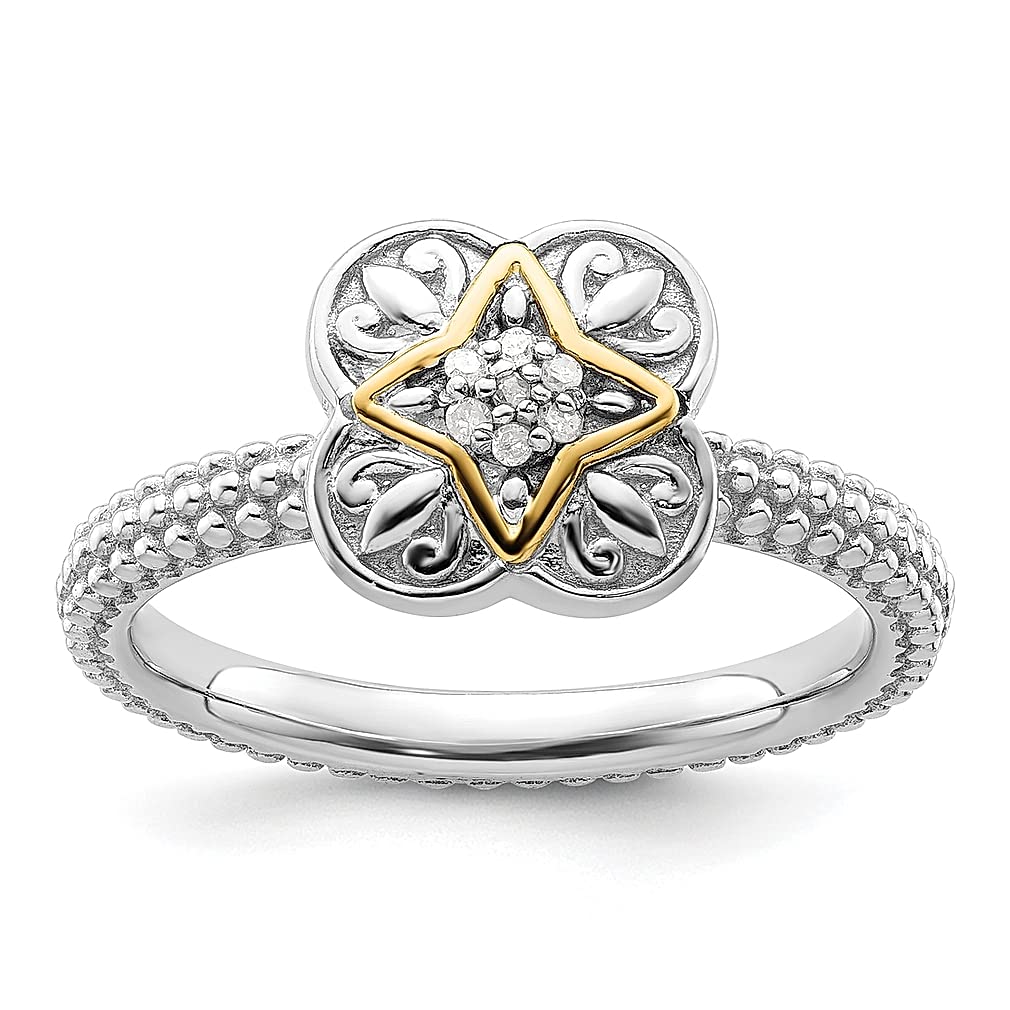 925 Sterling Silver 14K Gold Plated Diamond Stackable Band Ring for Women - Dainty Wedding Promise Ring Set, Anniversary Gift for Her - Perfect for Stacking, Everyday Wear & Special Occasions