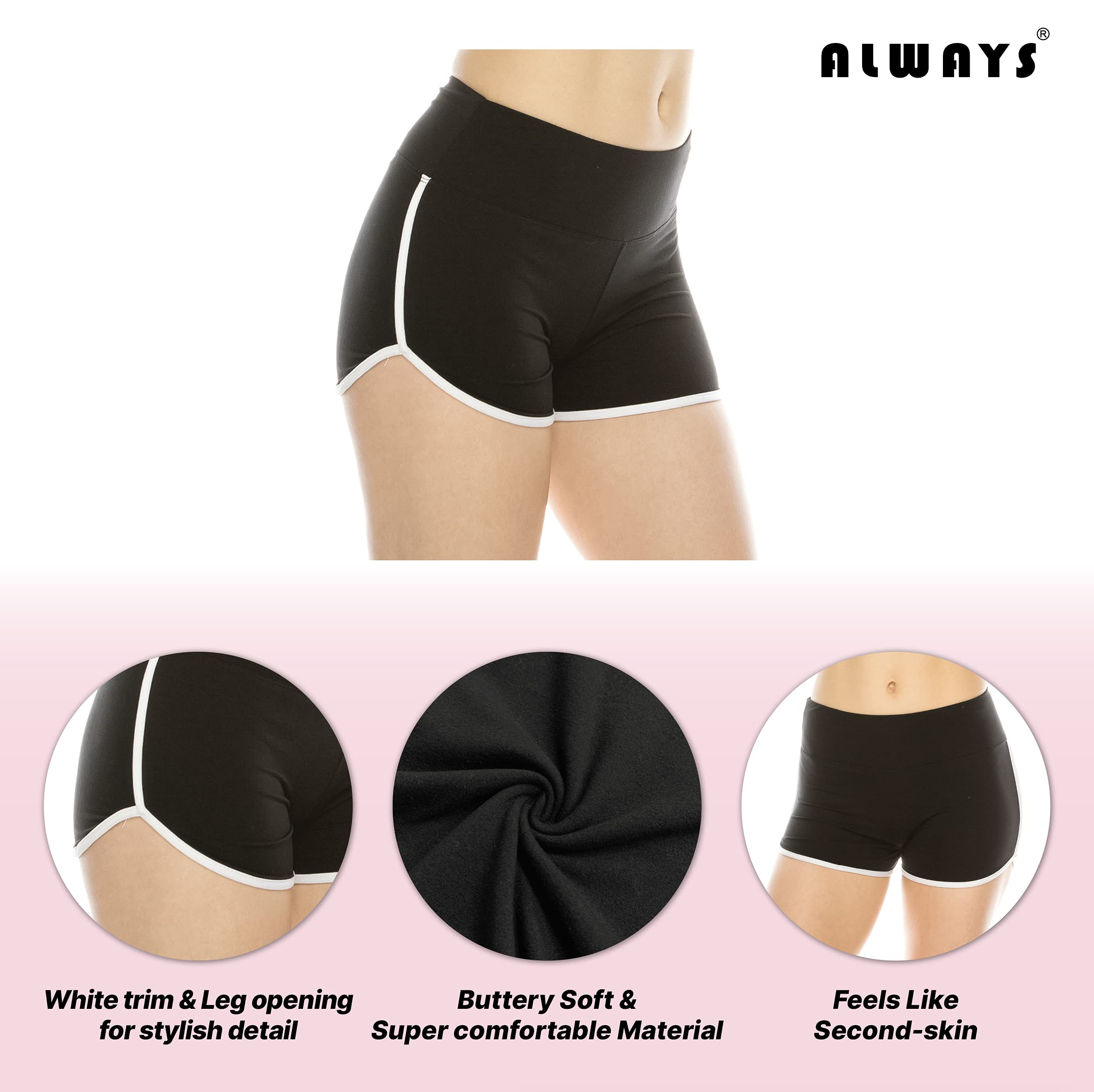 ALWAYS Women's High Waisted Booty Shorts - Super Soft Dolphin Shorts for Yoga, Gym & Summer Outfits