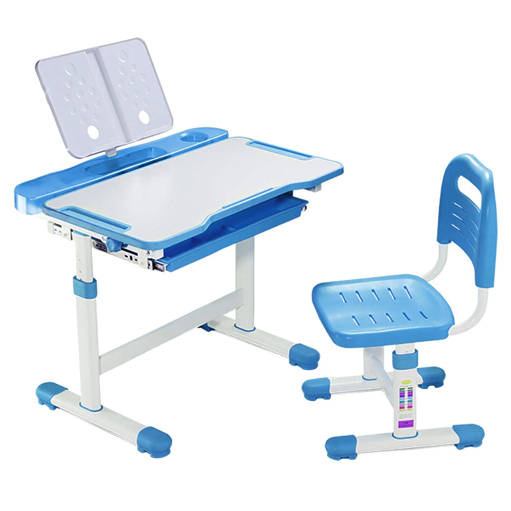 Rawdah Kids Study Desk and Chair Set with Bookshelf & Reading Rack - Adjustable Children's Writing Table for Homework, Drawing & Reading - Perfect for Bedroom, Homeschool & Classroom Learning