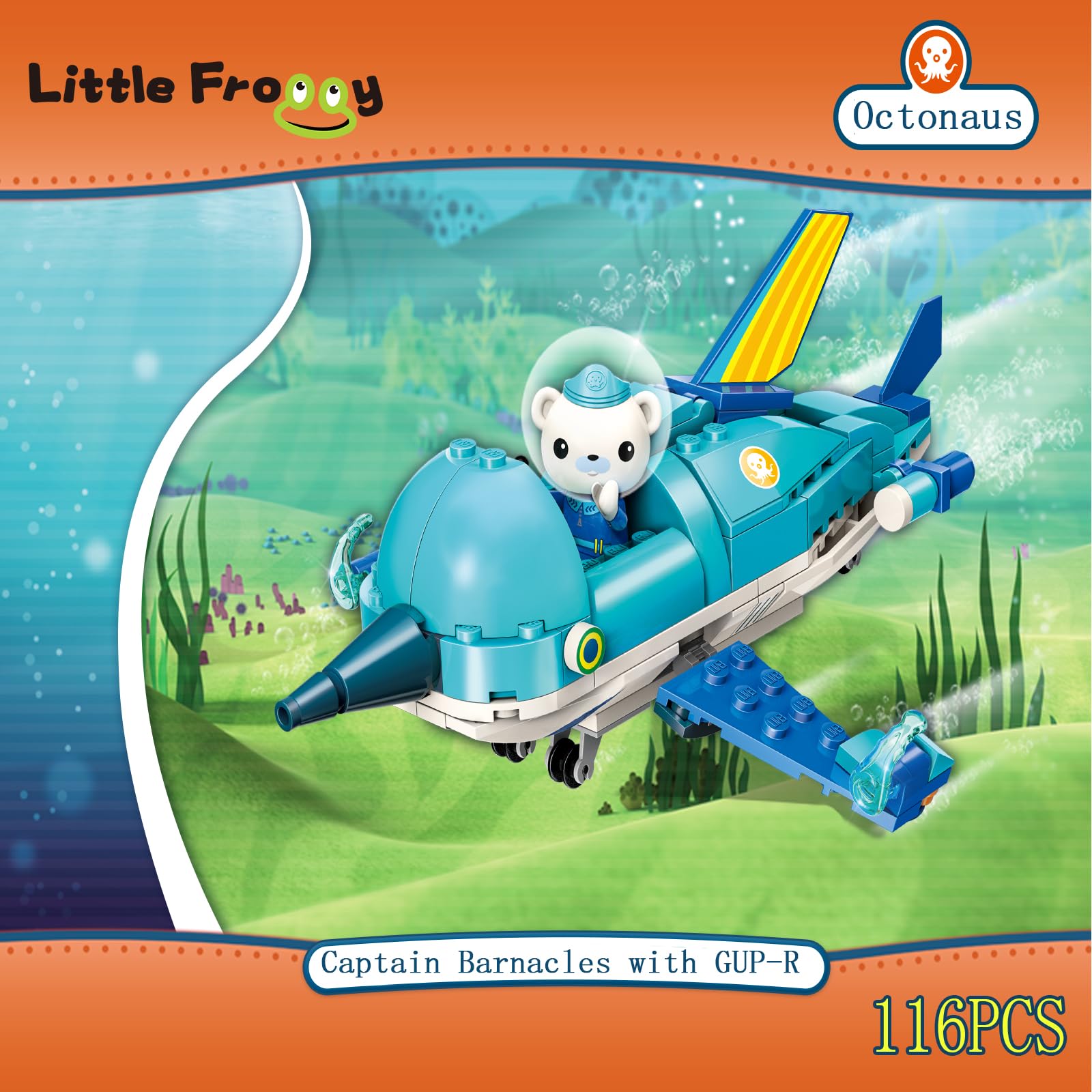 Little Froggy Octonauts GUP-R Vehicle & Figure Building Block Set - 116PCS Creative Construction Toy Compatible with Lego Bricks | STEM Educational Gift for Boys & Girls Ages 6+ | Perfect for Birthday Presents, Classroom Activities & Imaginative Play