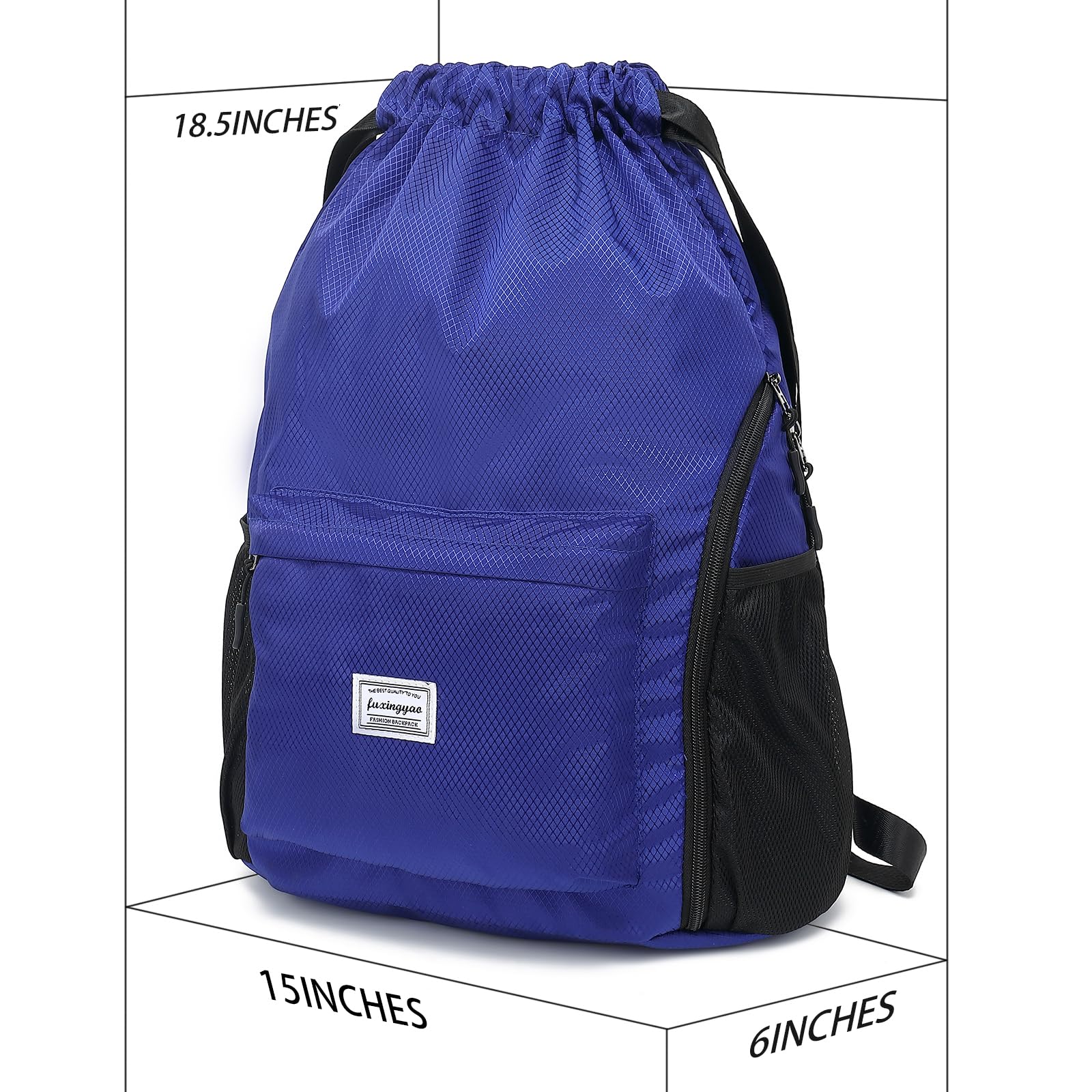 FUXINGYAO Lightweight Drawstring Backpack - Sports Gym Bag with Separate Shoes Compartment for Men & Women - Adjustable Cinch Strings - Perfect for Workouts, Travel & School (Blue)