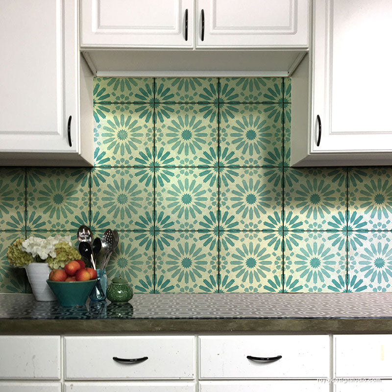 Baraka Tile Stencil - Reusable DIY Floor & Wall Stenciling Kit for Home Decor, Bathroom, Kitchen Backsplash - Perfect for Painting, Mosaic & Geometric Patterns