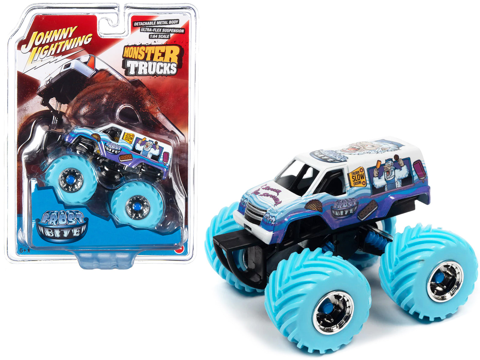 Johnny Lightning 1/64 Scale Frost Bite Monster Truck Diecast Model - I Scream You Scream Series | Collectible Toy for Kids & Adults, Perfect for Display, Racing Play & Monster Truck Enthusiasts