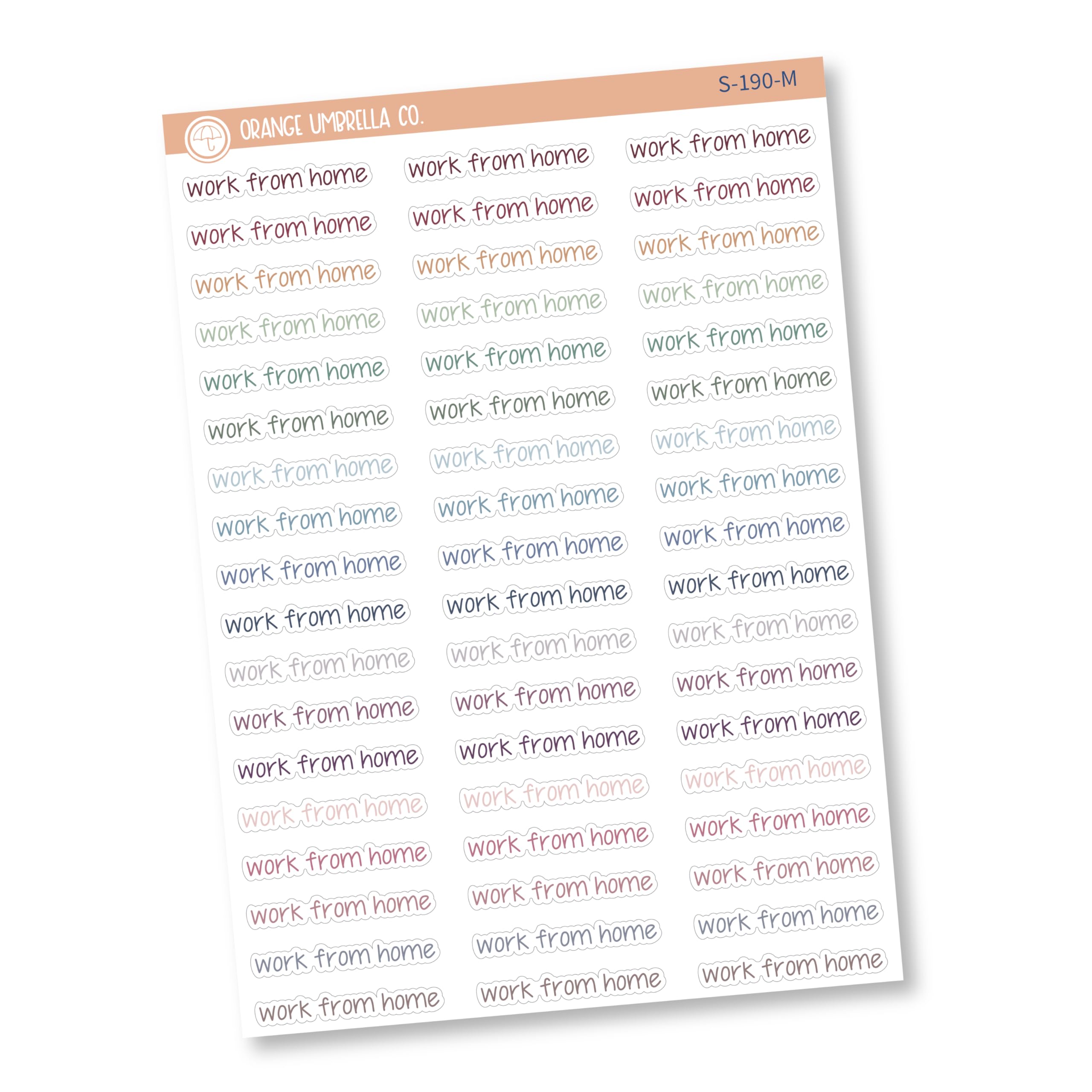 Work From Home Planner Stickers - Script WFH Labels with Muted Rainbow Colors for Productivity & Organization | Perfect for Bullet Journals, Planners, and Office Supplies (S-190-M)