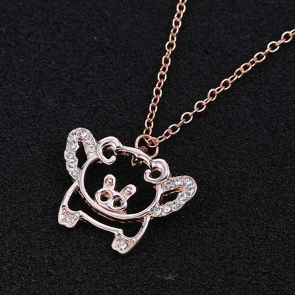 Tebapi Women's Flying Pig Pendant Necklace - Rose Gold Crystal Lucky Charm Jewelry for Women | Perfect for Gifts, Parties & Everyday Wear