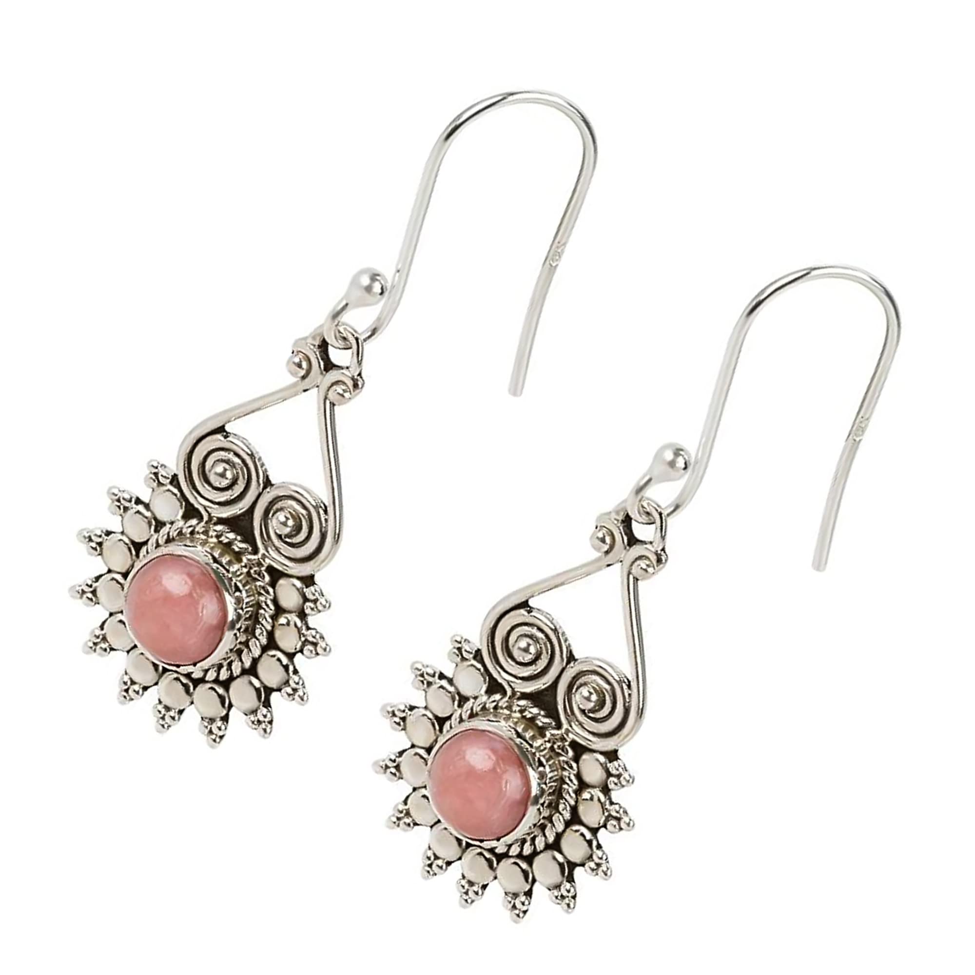 14K Sterling Silver Pink Opal Dangle Drop Earrings for Women | Elegant Handmade Jewelry Gift for Birthday, Anniversary & Special Occasions