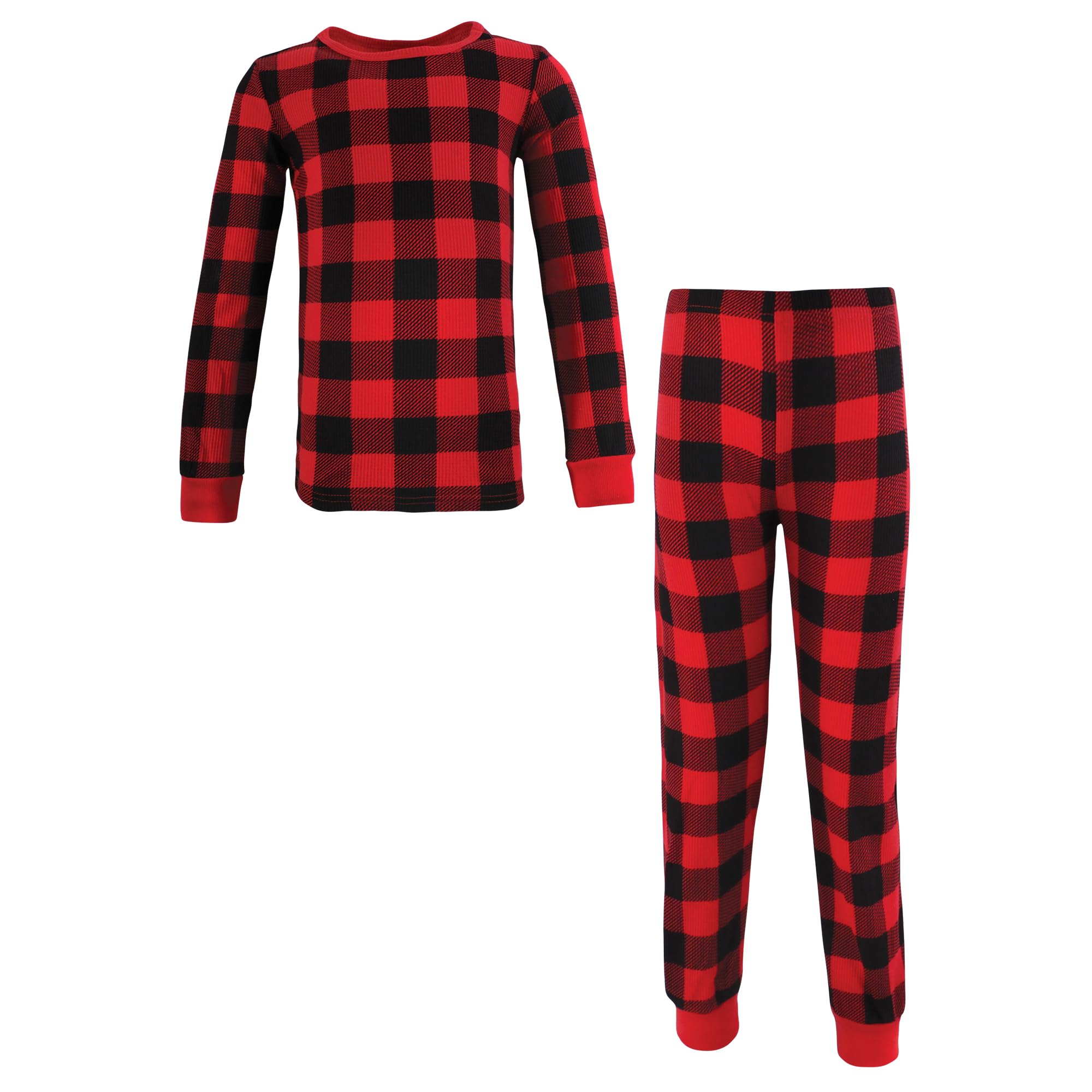 Hudson Baby Unisex Thermal Long Underwear 2-Piece Set - Buffalo Plaid Print - Size 2T - Warm Winter Base Layer for Infants & Toddlers - Perfect for Cold Weather, Snow Days & Indoor Play
