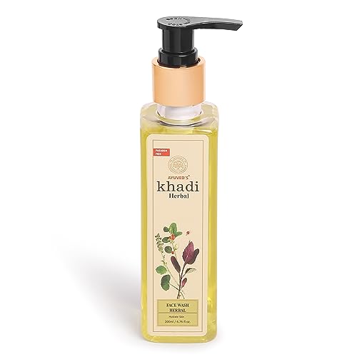 AYUVED'S KHADI Herbal Face Wash for Hydrated Skin - 200ml | Natural Ayurvedic Cleanser for Dry & Sensitive Skin | Daily Skincare Routine & Spa Treatment