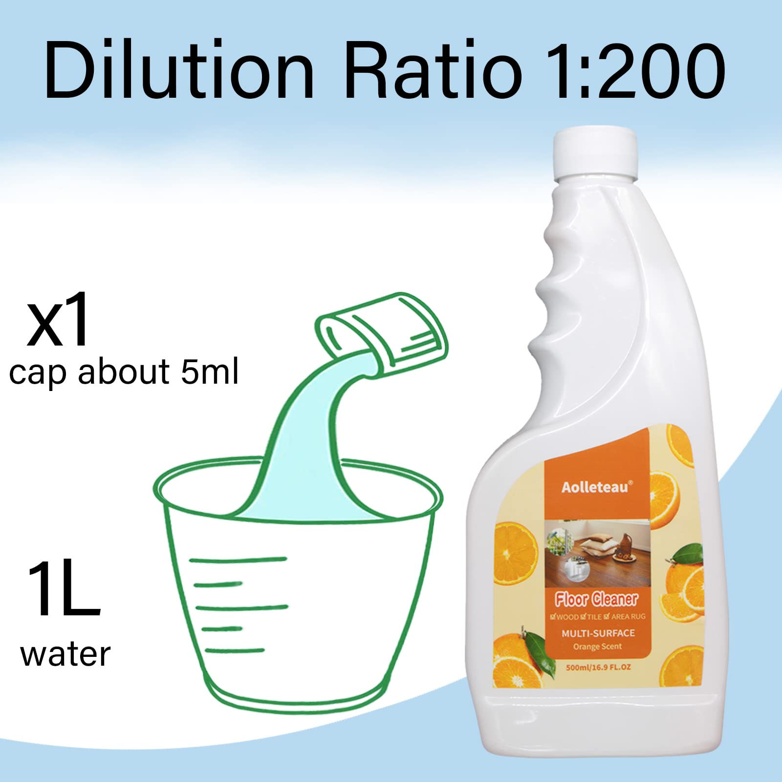 Robot Vacuum & Mop Floor Cleaner Solution - 16.9 fl.oz Concentrate (1:200 Dilution) - Compatible with Wet/Dry Vacuums, WetJet Mops & All Robot Cleaners - Refreshing Orange Scent - Perfect for Hardwood, Tile & Laminate Floors