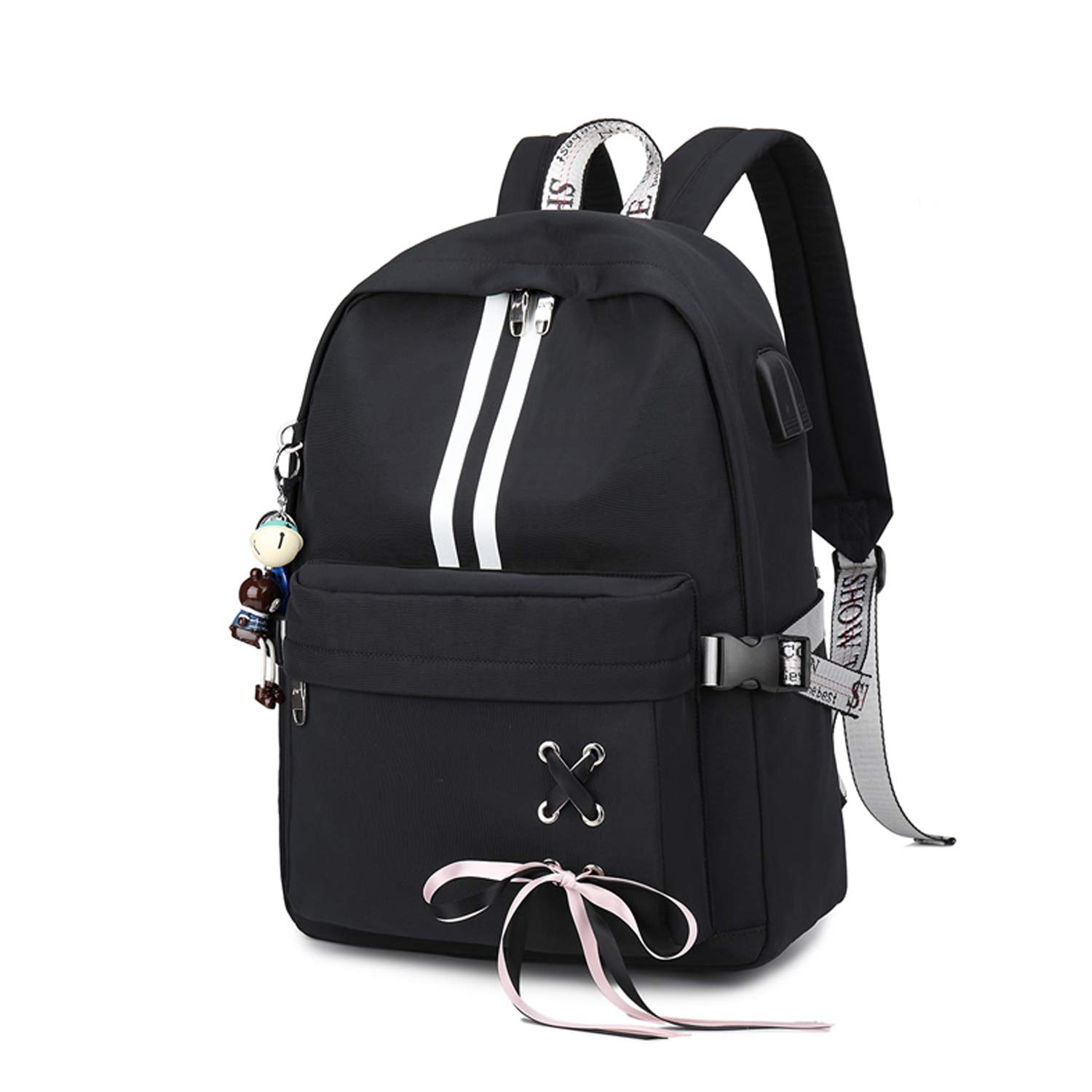 FANDARE USB Charging Backpack for Women & Girls - Waterproof School Backpack with Luminous Design, Lightweight Travel Daypack for Teens, College, Commuting & Outdoor Activities