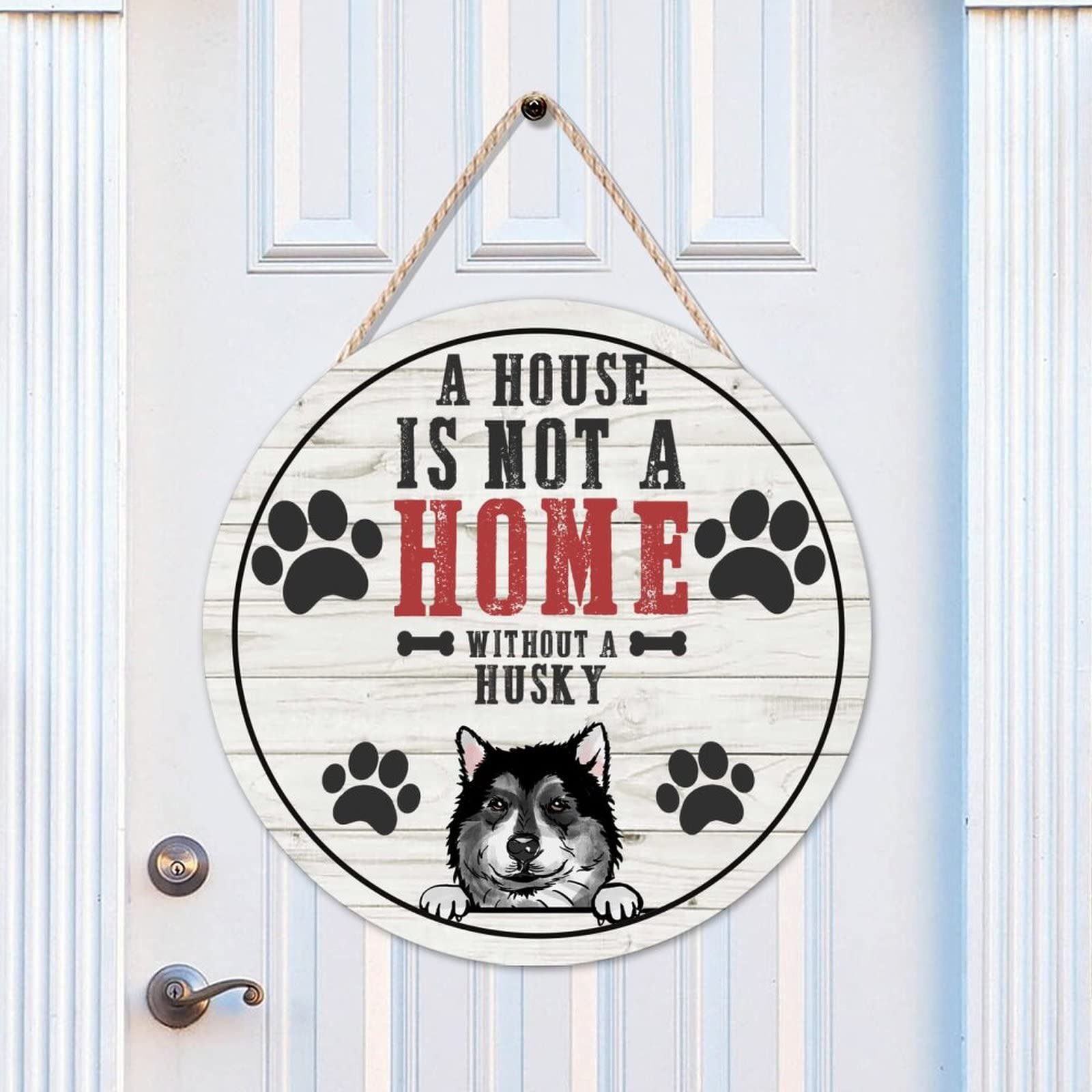 Rustic Wooden Husky Door Sign - 14