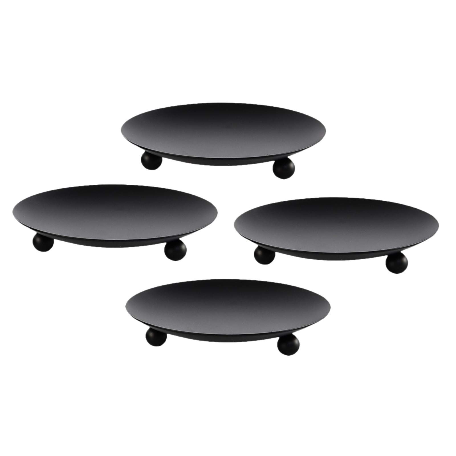 YHAIOGS 4-Piece Wrought Iron Black Candle Holders - Elegant Candlestick Base for Home Decor, Wedding Centerpieces & Pregnancy Ceremonies (Black, One Size)