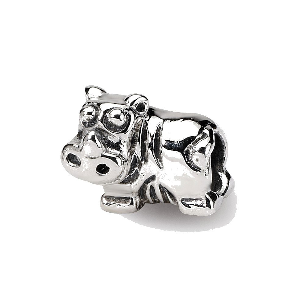 Sterling Silver Rhino Bead for Kids Jewelry Making - Handmade Charms for Bracelets, Necklaces & DIY Craft Projects - Perfect for Birthdays, Gifts & Party Favors
