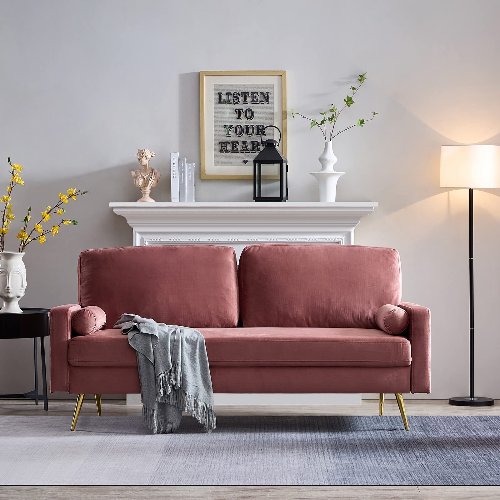 Luxury Dacall Blush Velvet Loveseat Sofa - 72.5